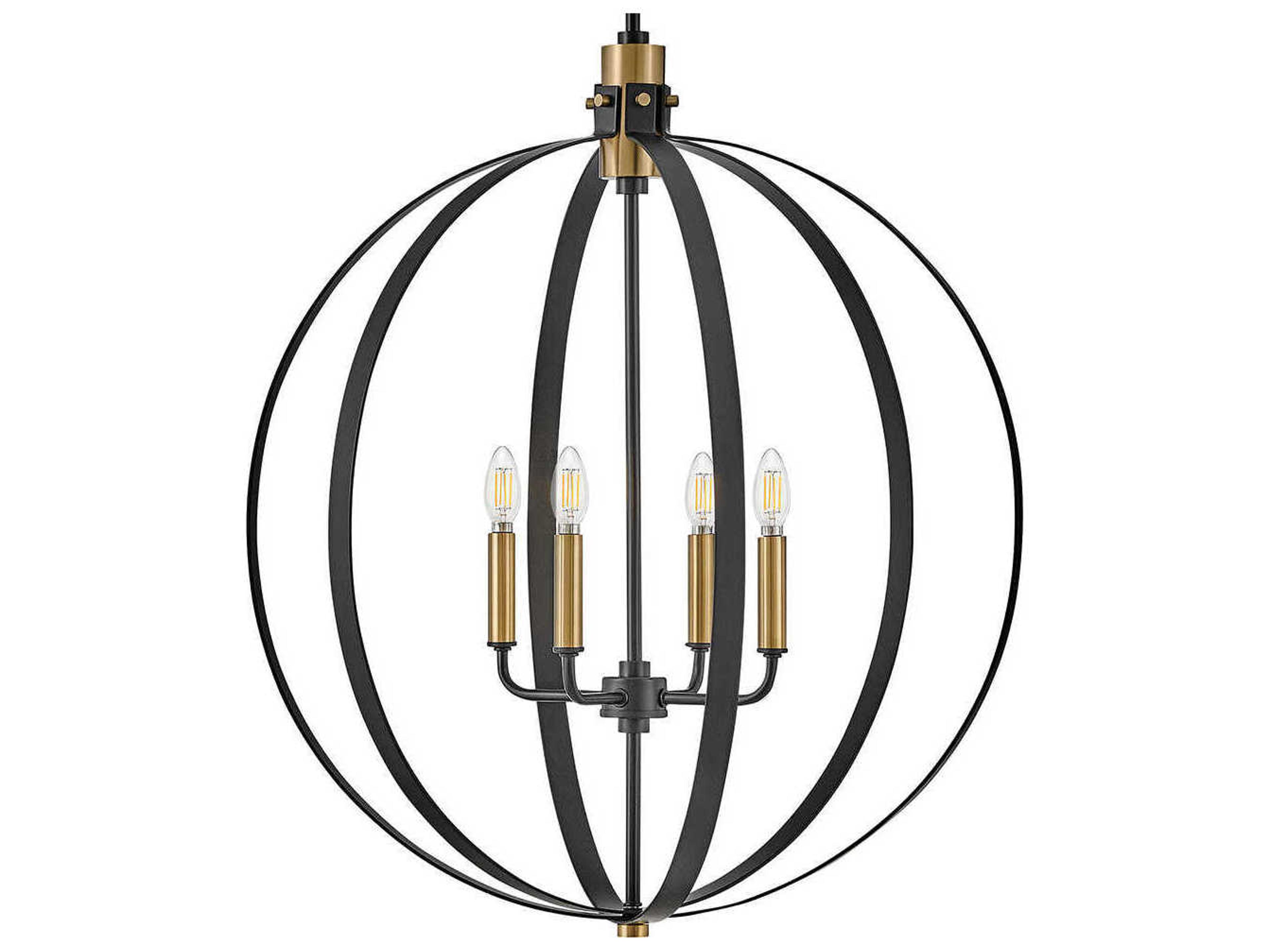 Lark Living Cirque 4-Light Black Lacquered Brass Globe Chandelier