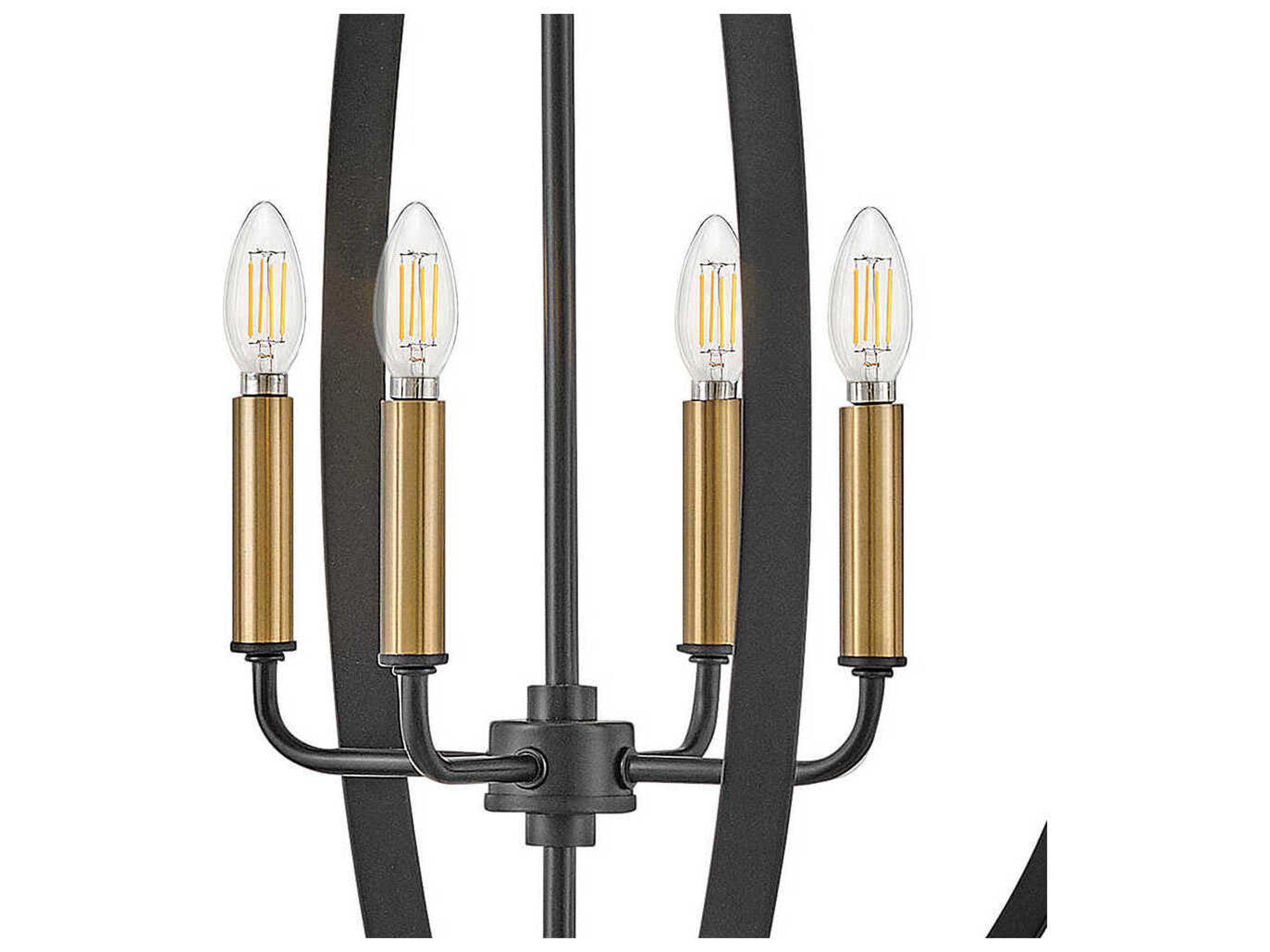 Lark Living Cirque 4-Light Black Lacquered Brass Globe Chandelier