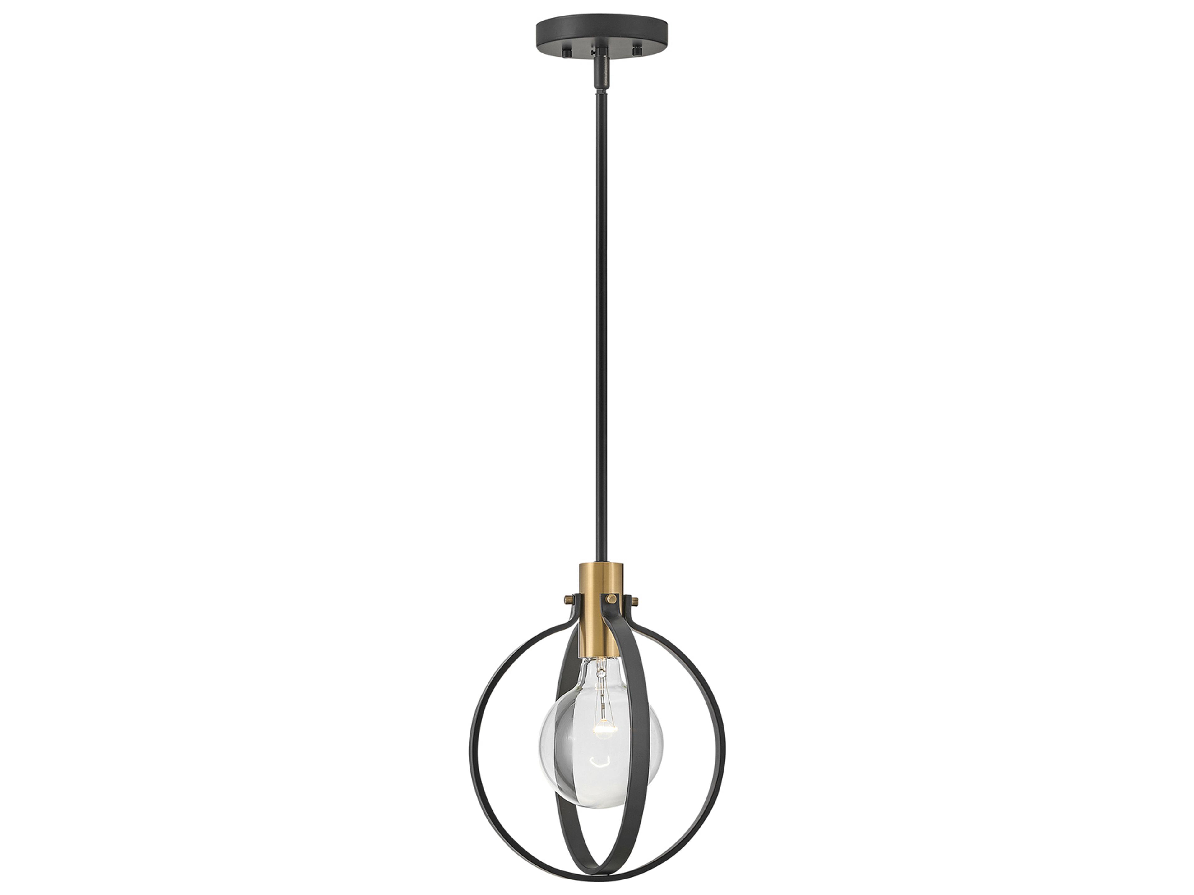 Cirque 1-Light Black Lacquered Brass Globe Mini Pendant