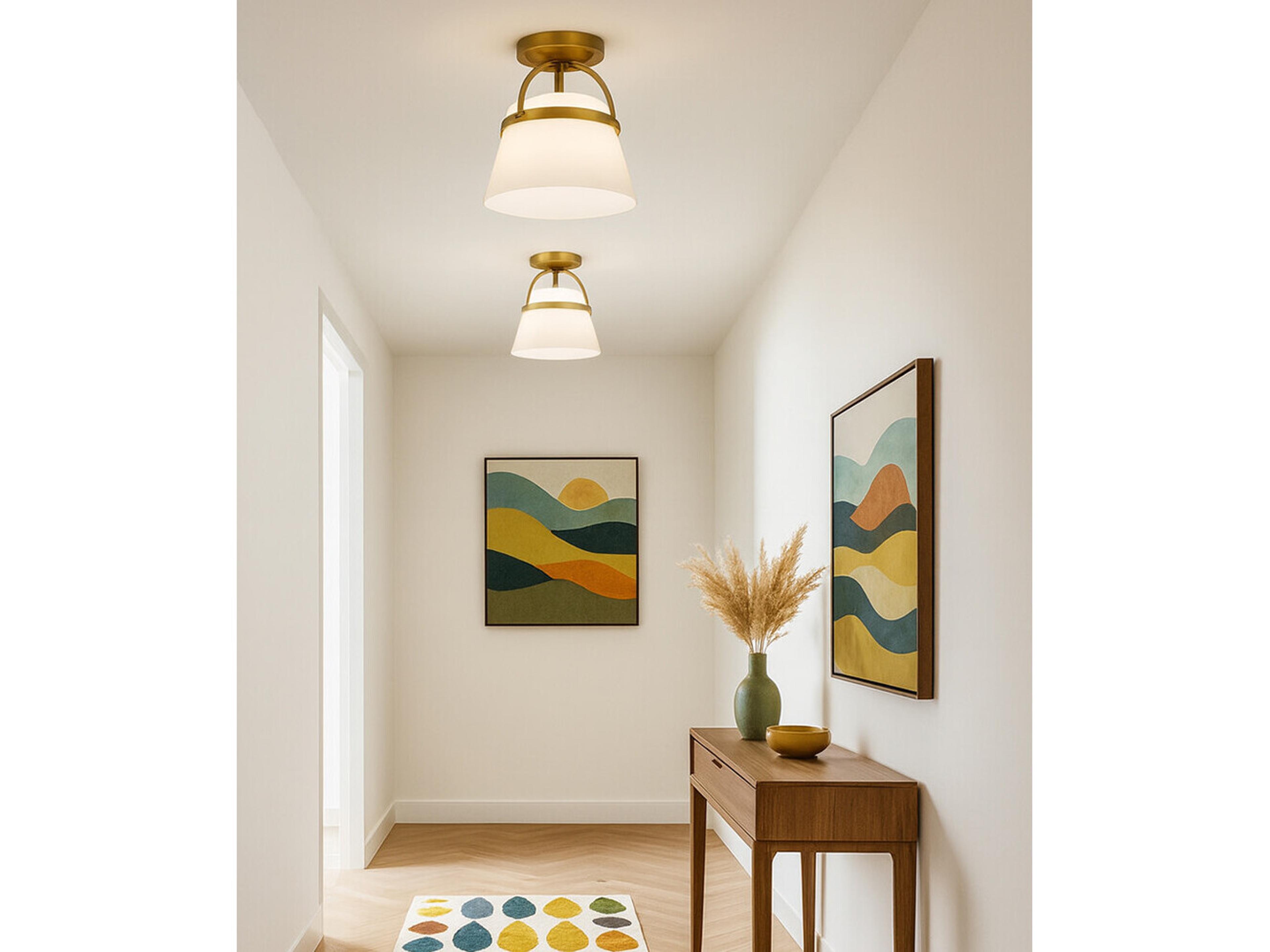 Lark Living Tori 1-Light Lacquered Brass Bell Semi Flush Mount