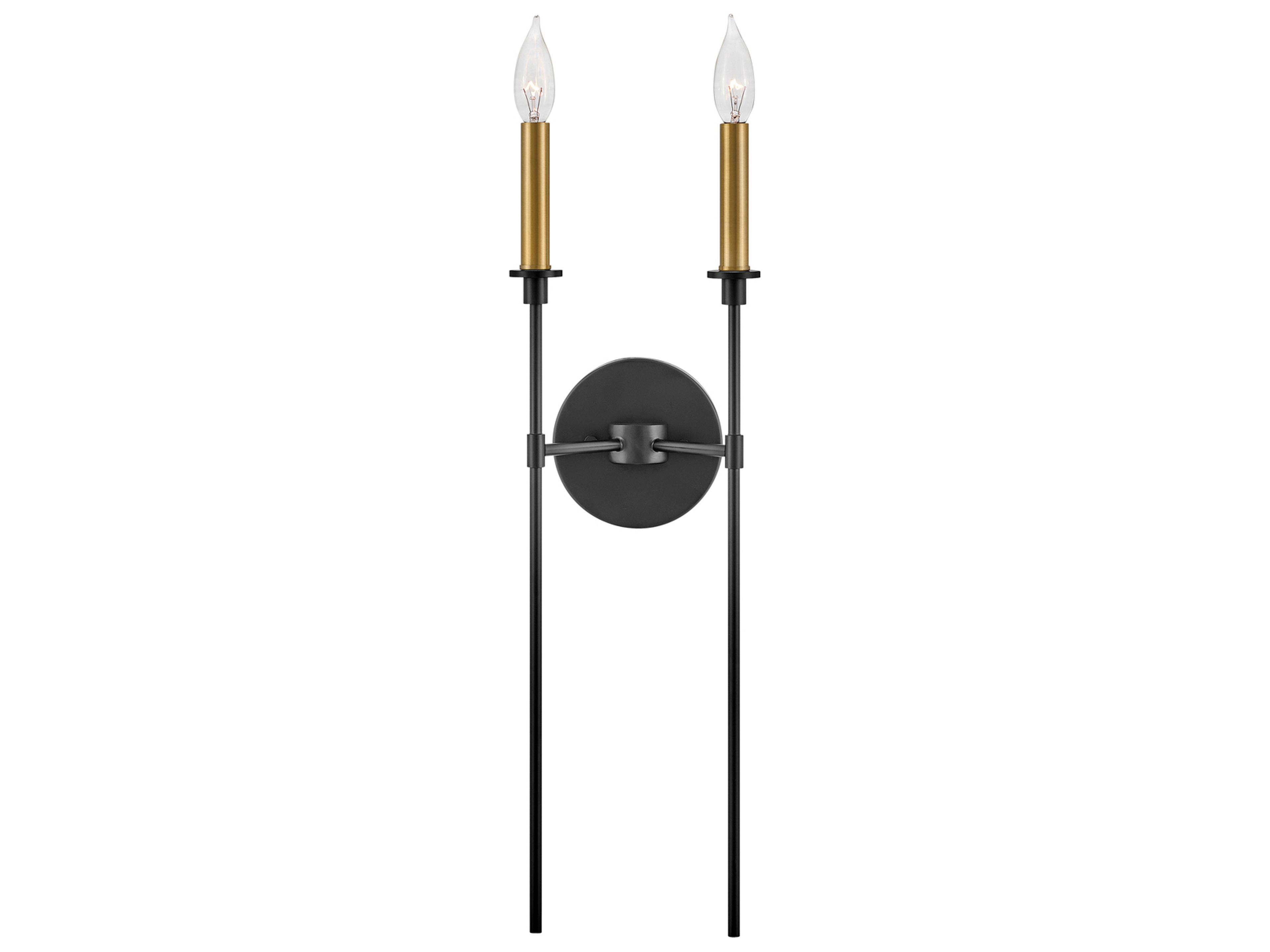Hux 2-Light Black Lacquered Brass Wall Sconce