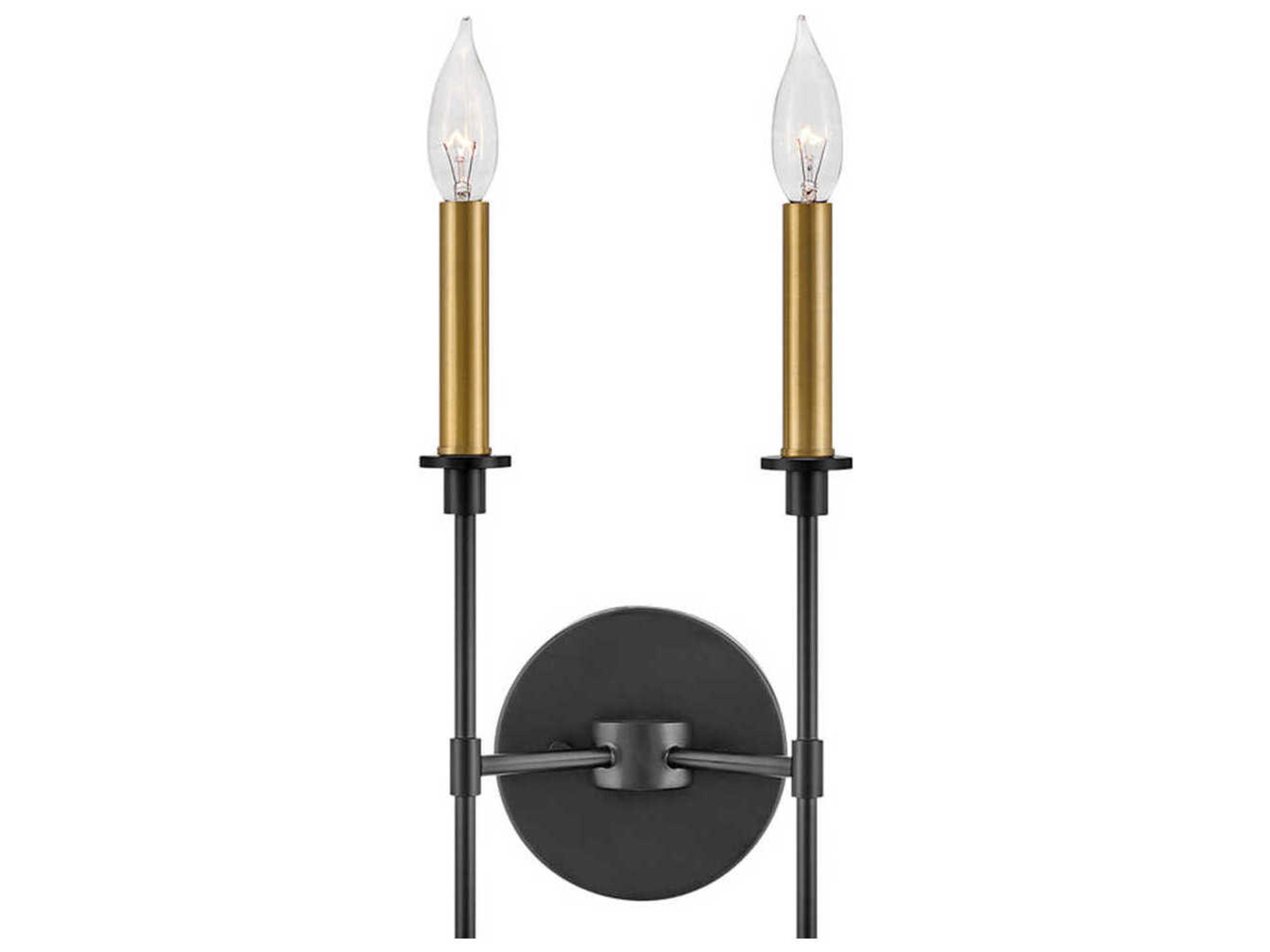 Lark Living Hux 2-Light Black Lacquered Brass Wall Sconce