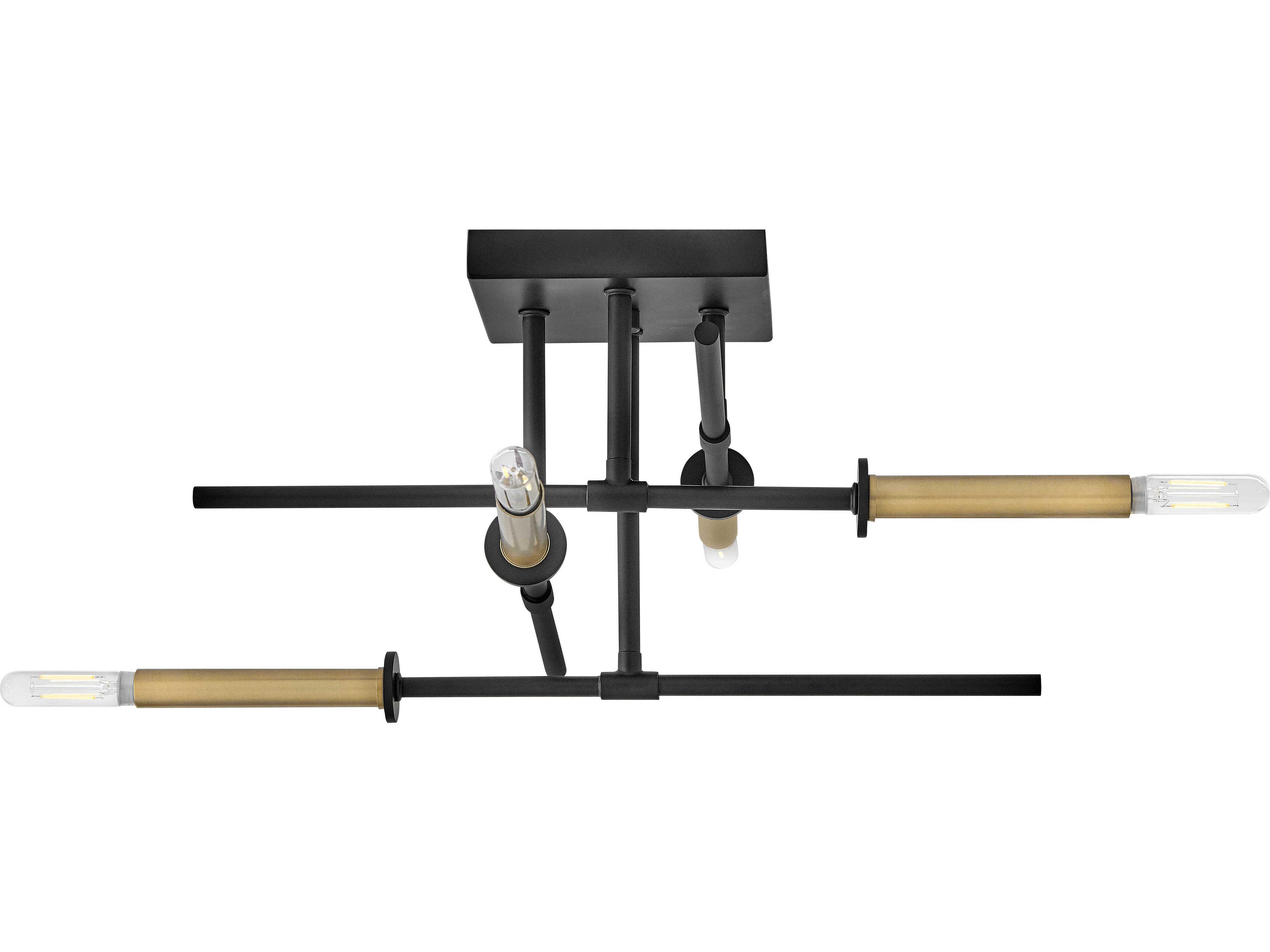 Lark Living Hux 4-Light Black Lacquered Brass Tiered Semi Flush Mount