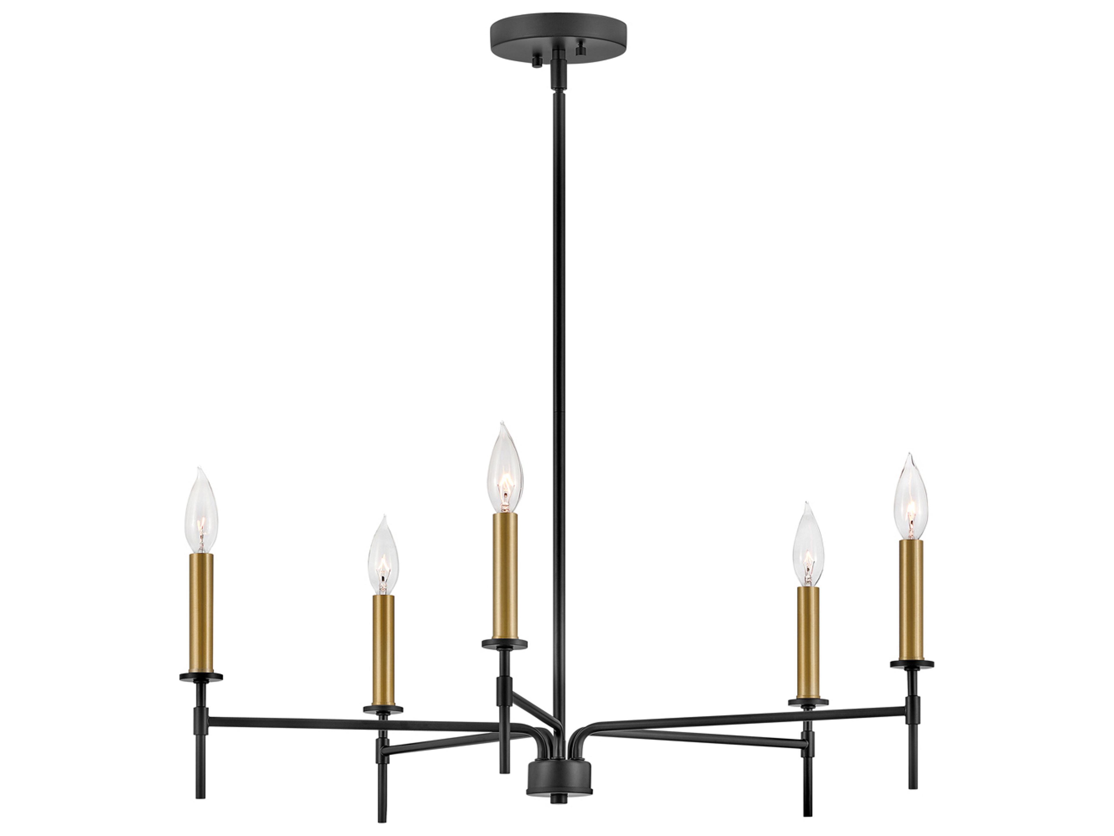 Hux 5-Light Black Lacquered Brass Chandelier