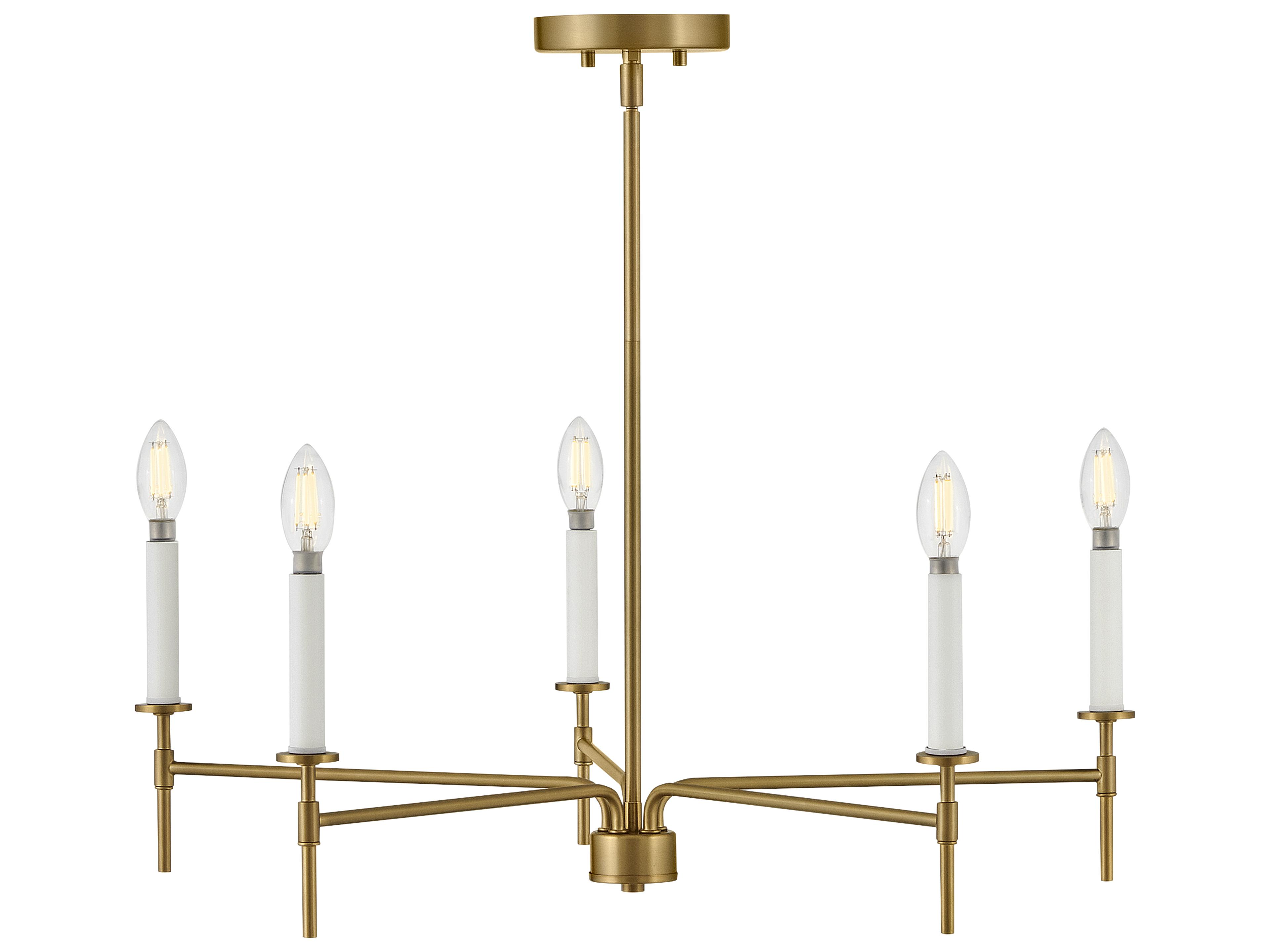 Hux 5-Light Lacquered Brass Warm White Candelabra Chandelier
