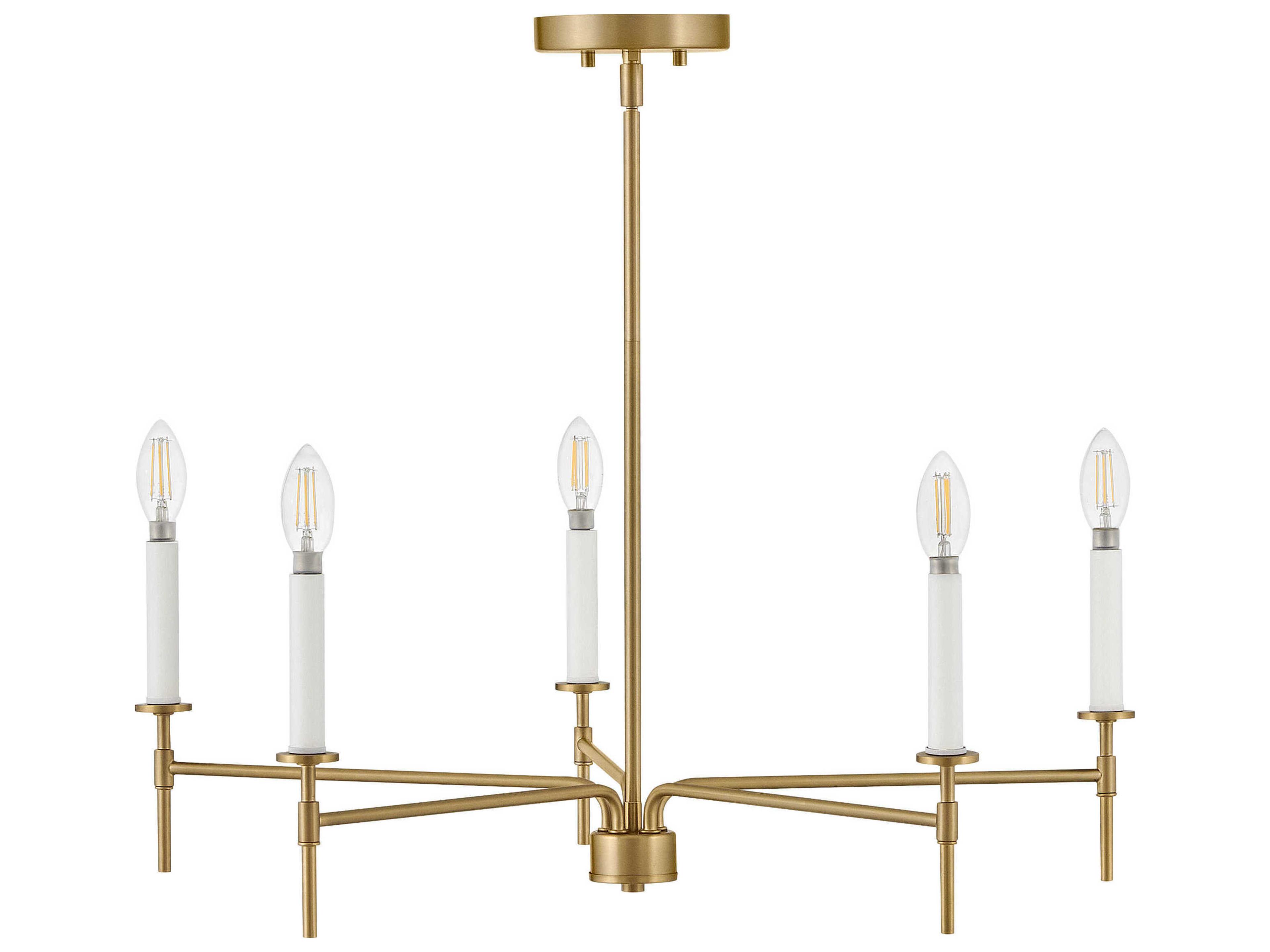Lark Living Hux 5-Light Lacquered Brass Warm White Candelabra Chandelier