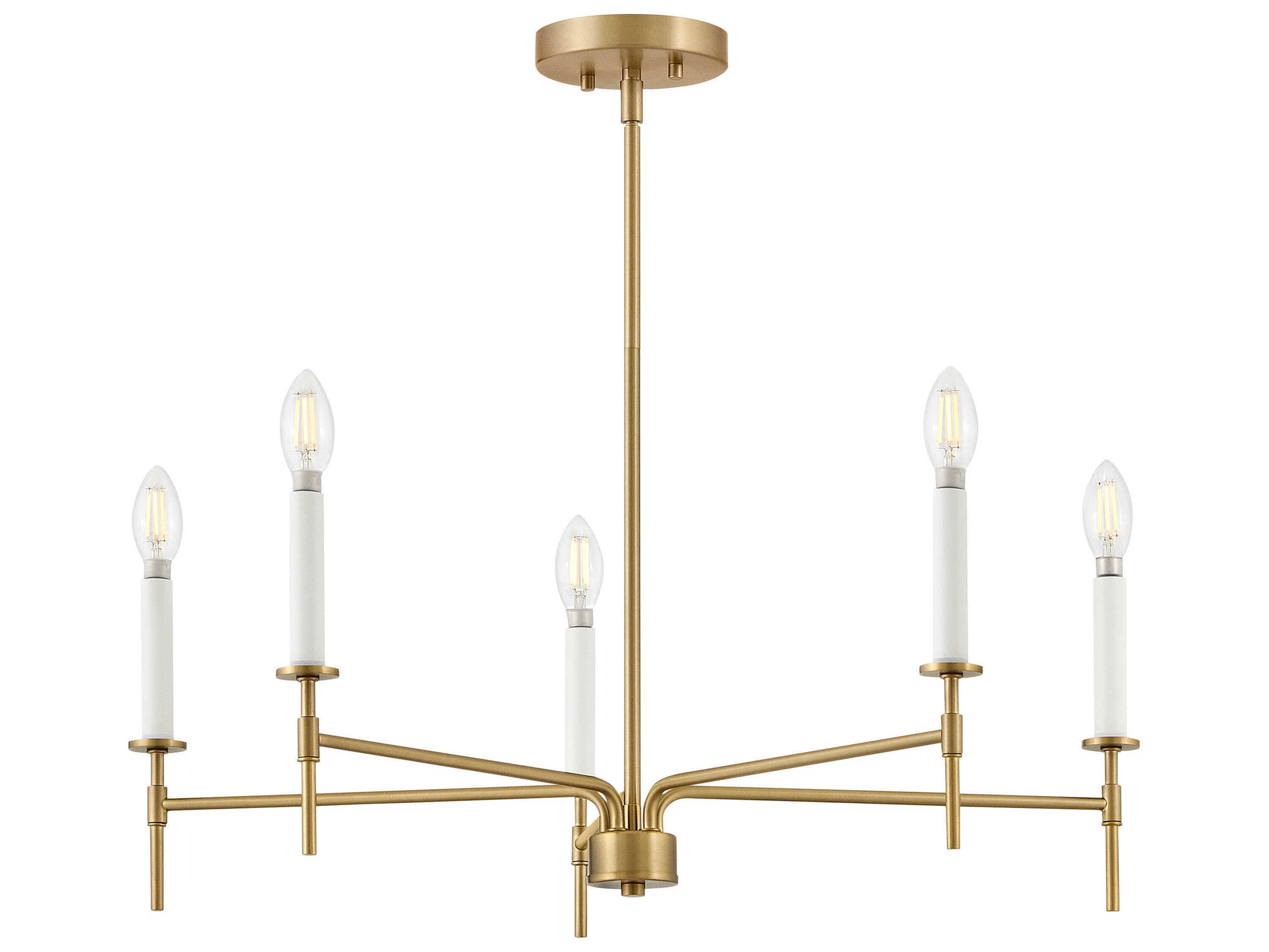 Lark Living Hux 5-Light Lacquered Brass Warm White Candelabra Chandelier