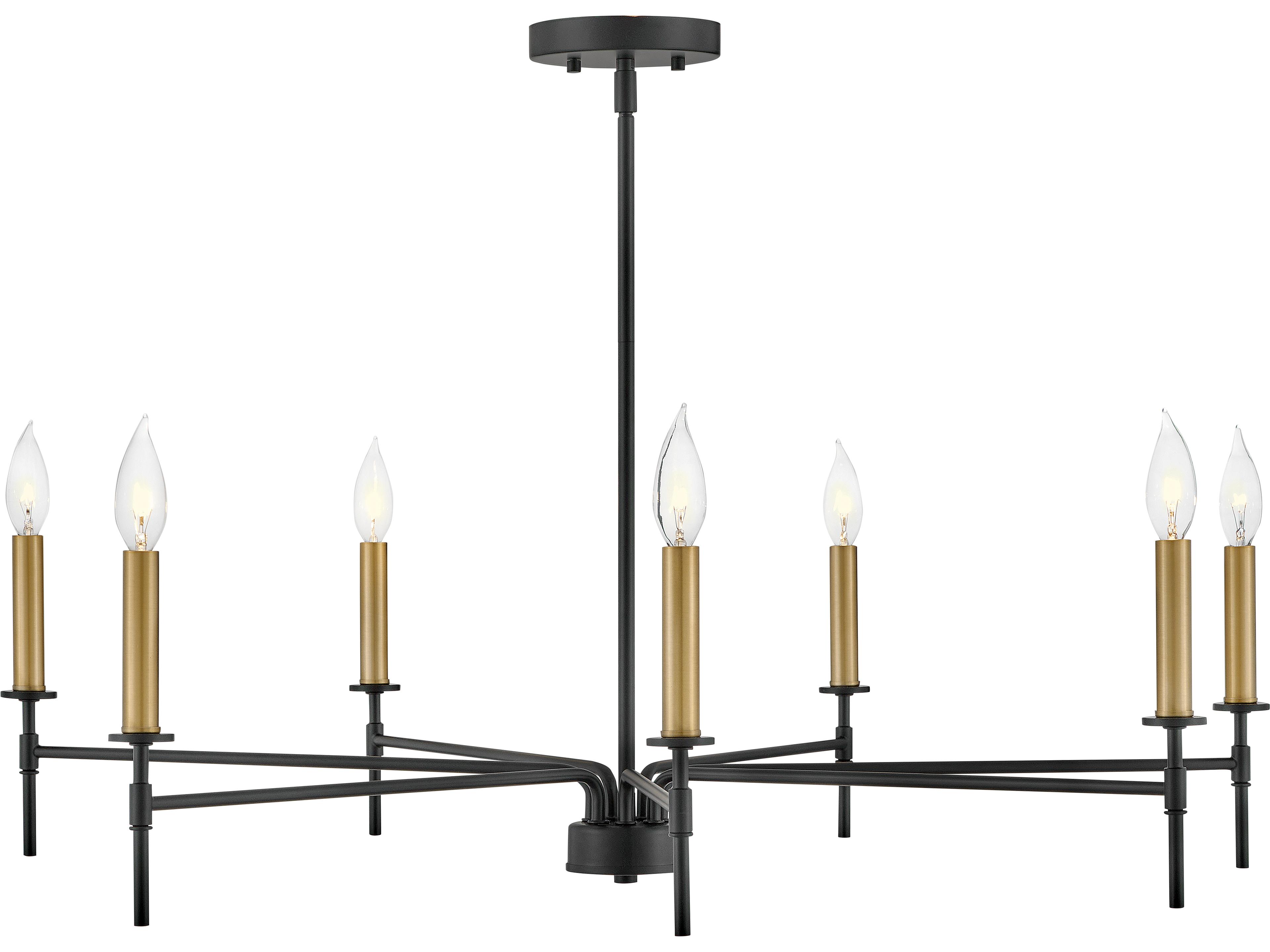 Lark Living Hux 7-Light Black Lacquered Brass Candelabra Chandelier
