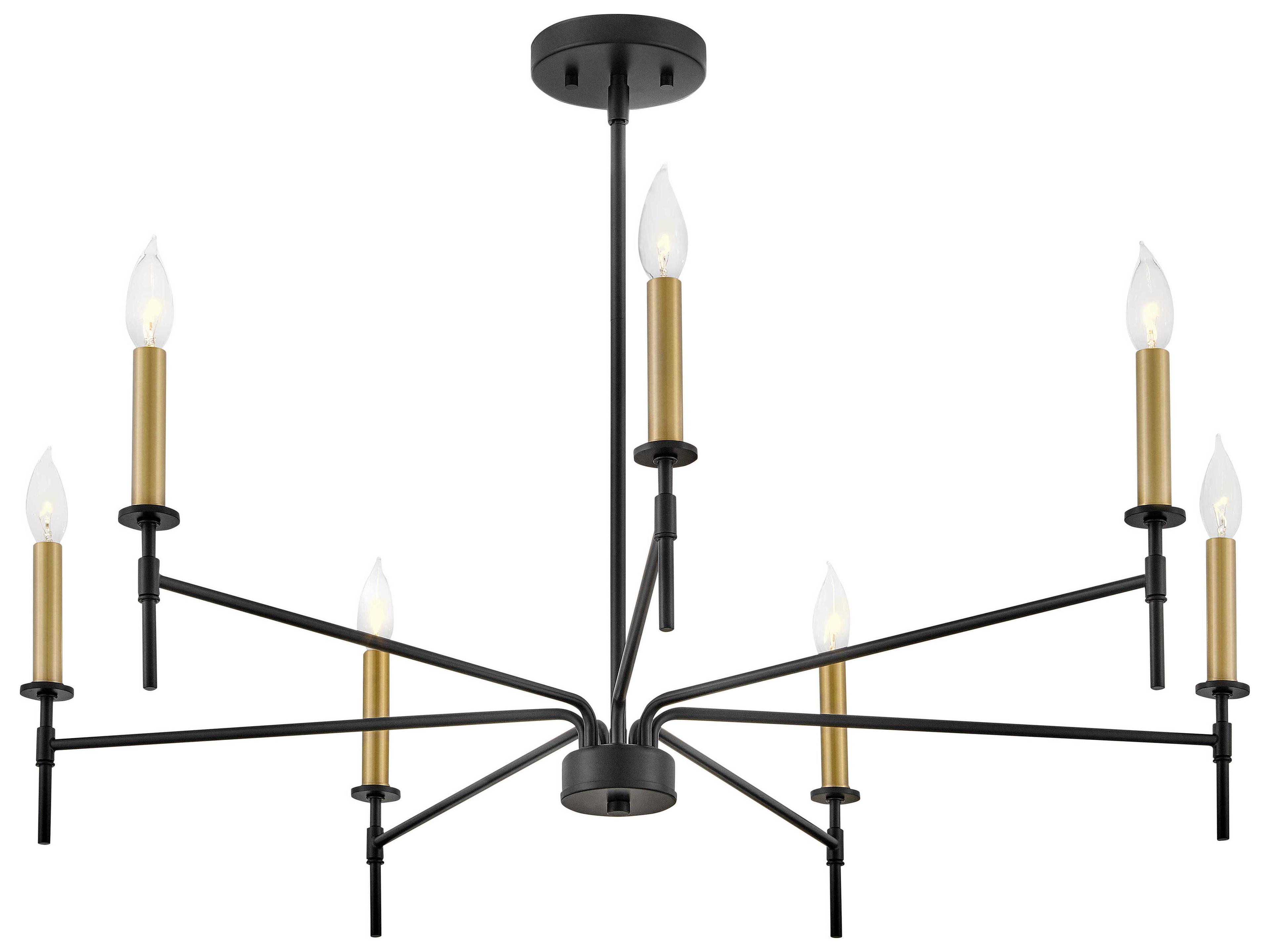 Lark Living Hux 7-Light Black Lacquered Brass Candelabra Chandelier