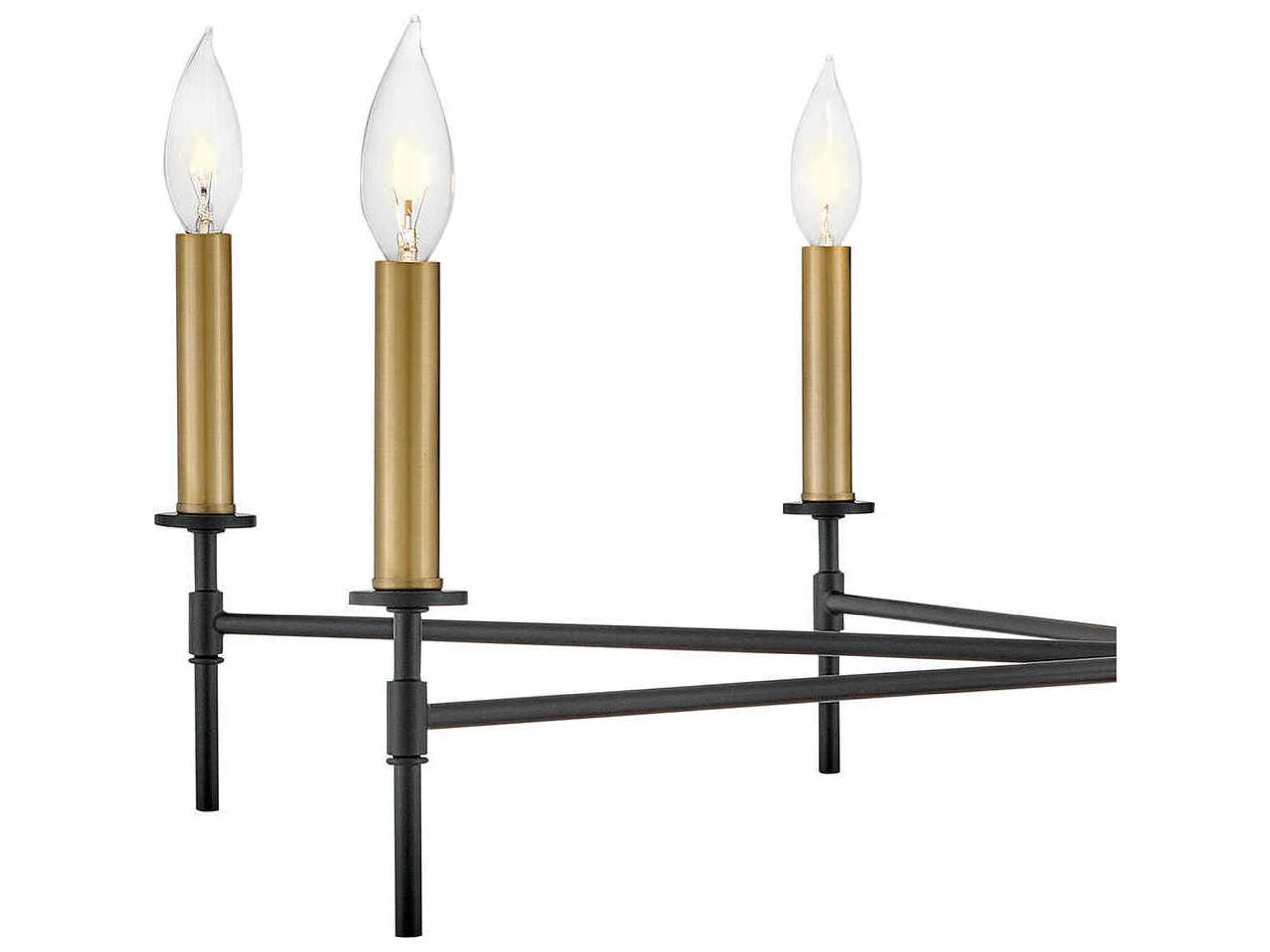 Lark Living Hux 7-Light Black Lacquered Brass Candelabra Chandelier