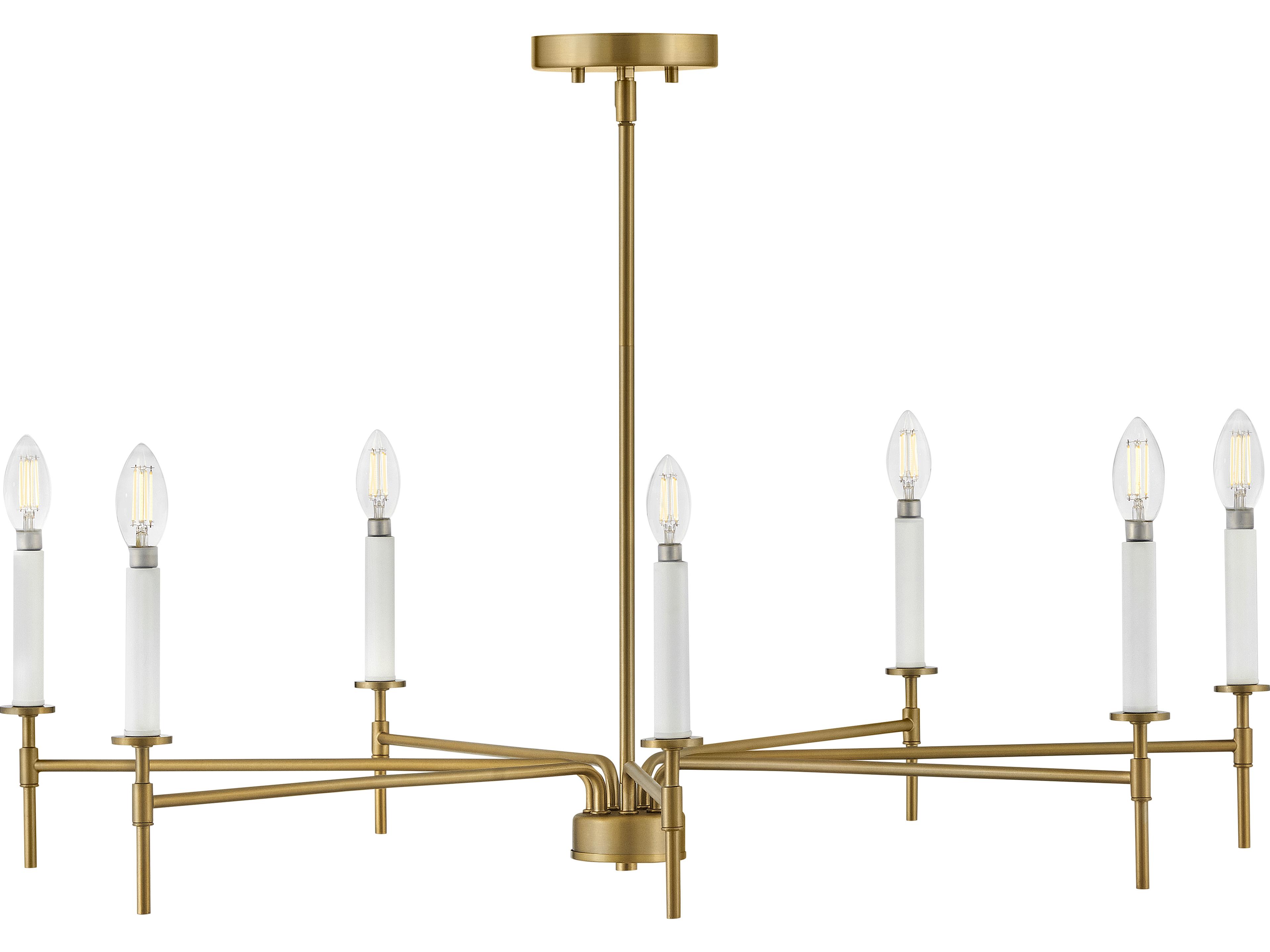Hux 7-Light Lacquered Brass Warm White Candelabra Chandelier