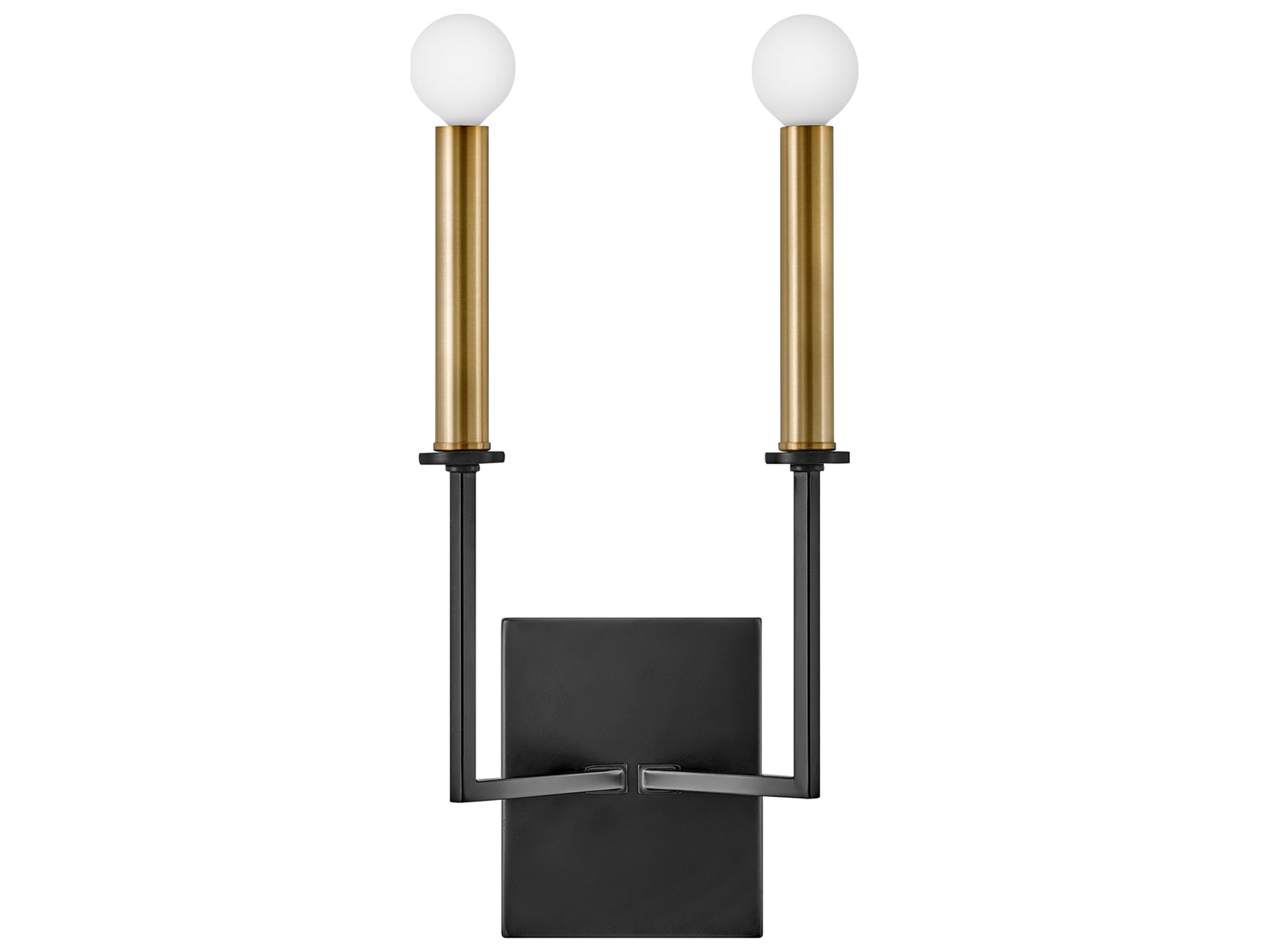 Lazlo 2-Light Black Lacquered Brass Wall Sconce