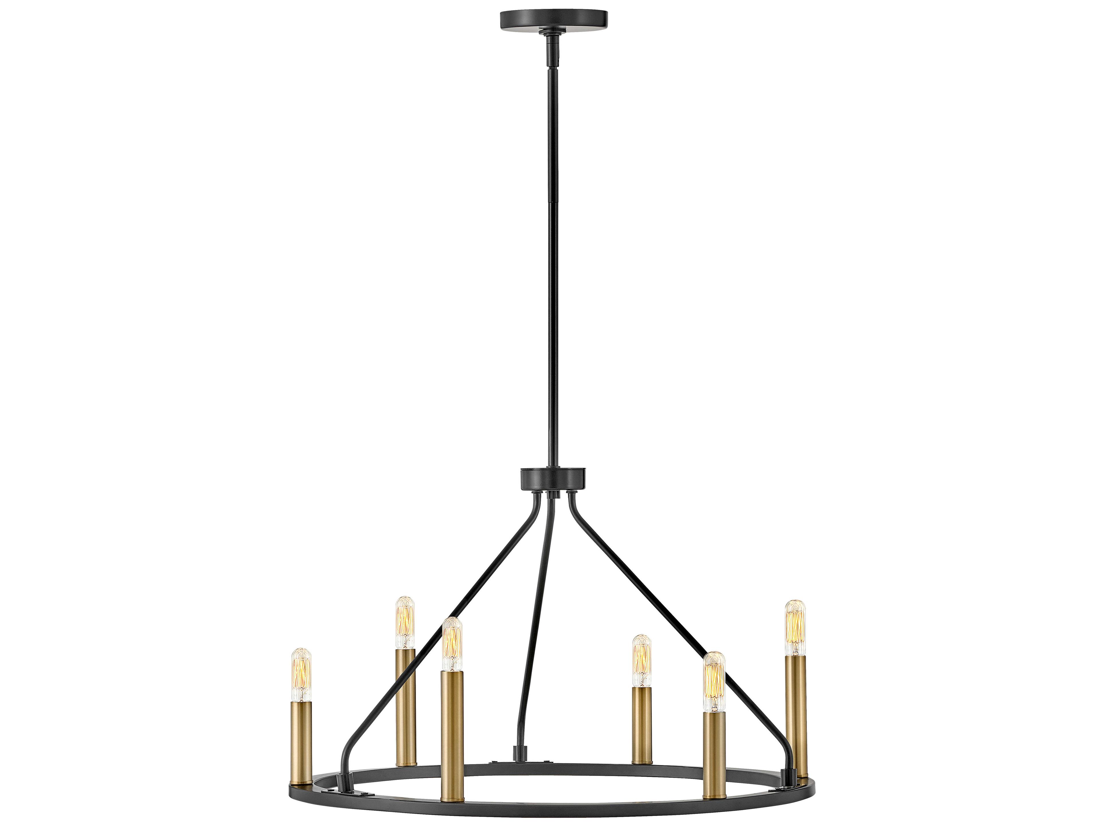 Lark Living Lazlo 6-Light Black Lacquered Brass Chandelier