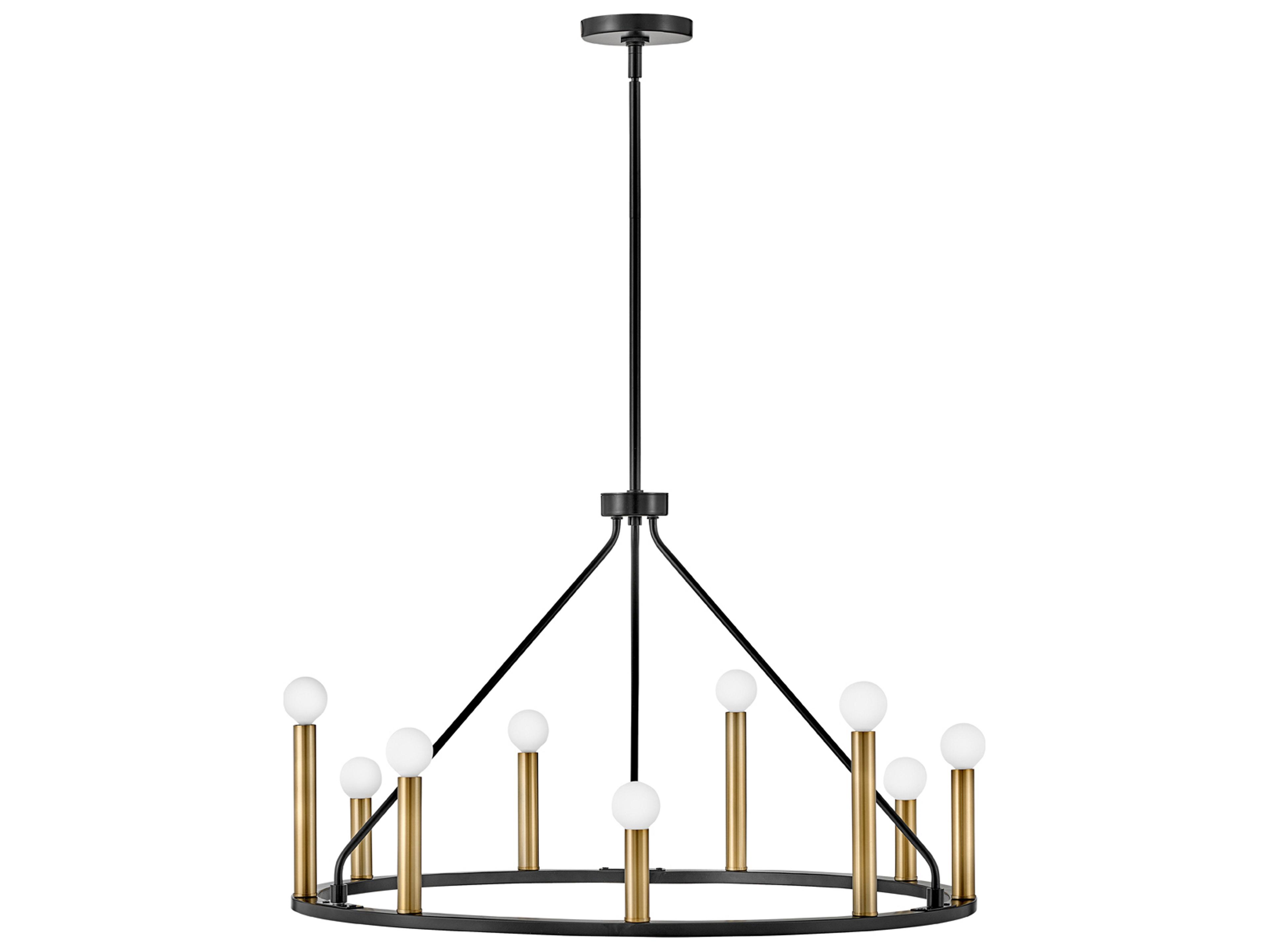 Lazlo 9-Light Black Lacquered Brass Chandelier