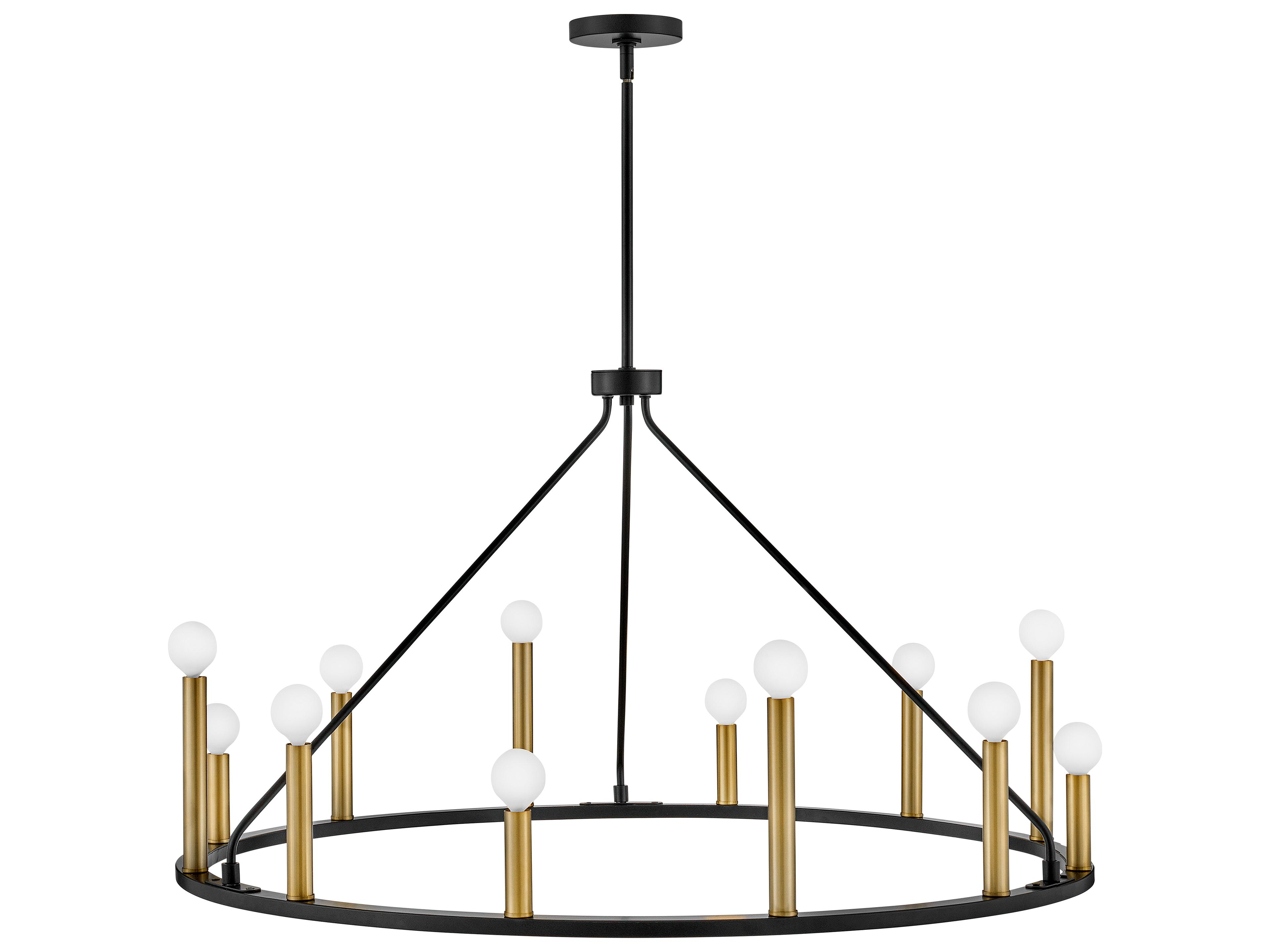 Lazlo 12-Light Black Lacquered Brass Candelabra Chandelier