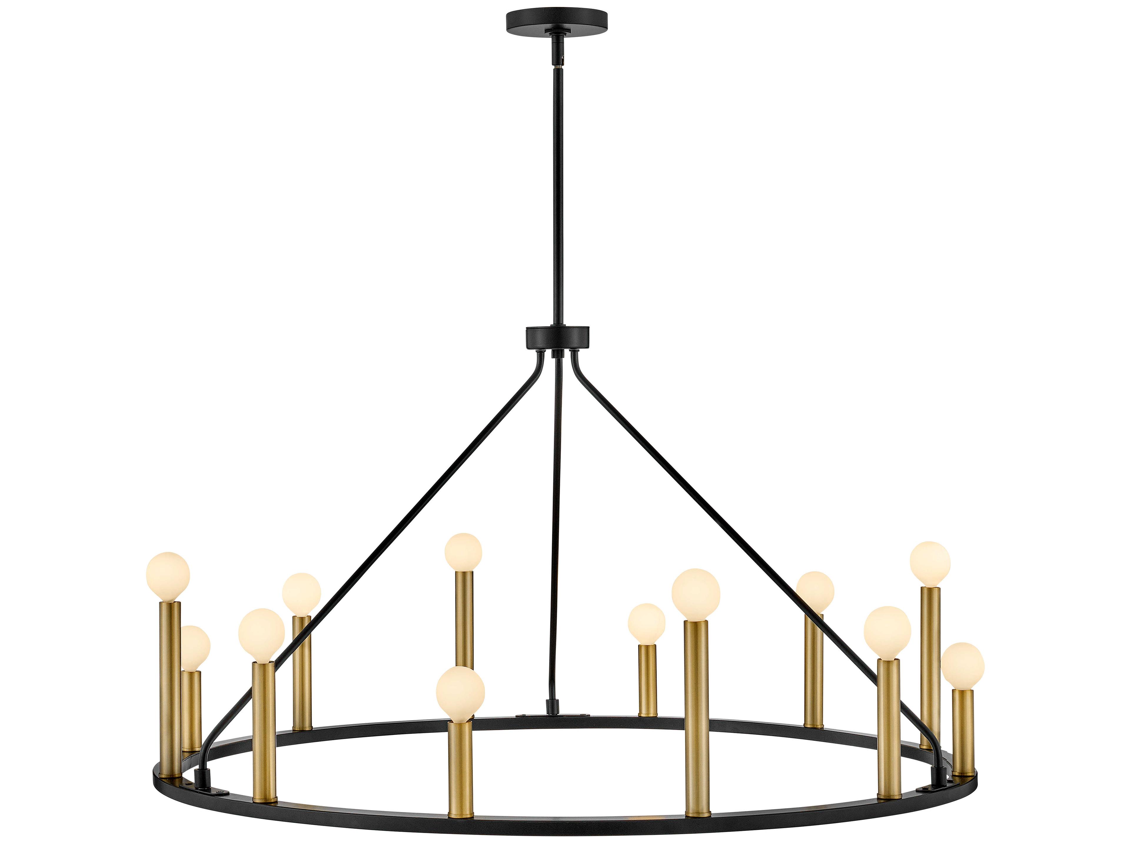 Lark Living Lazlo 12-Light Black Lacquered Brass Candelabra Chandelier