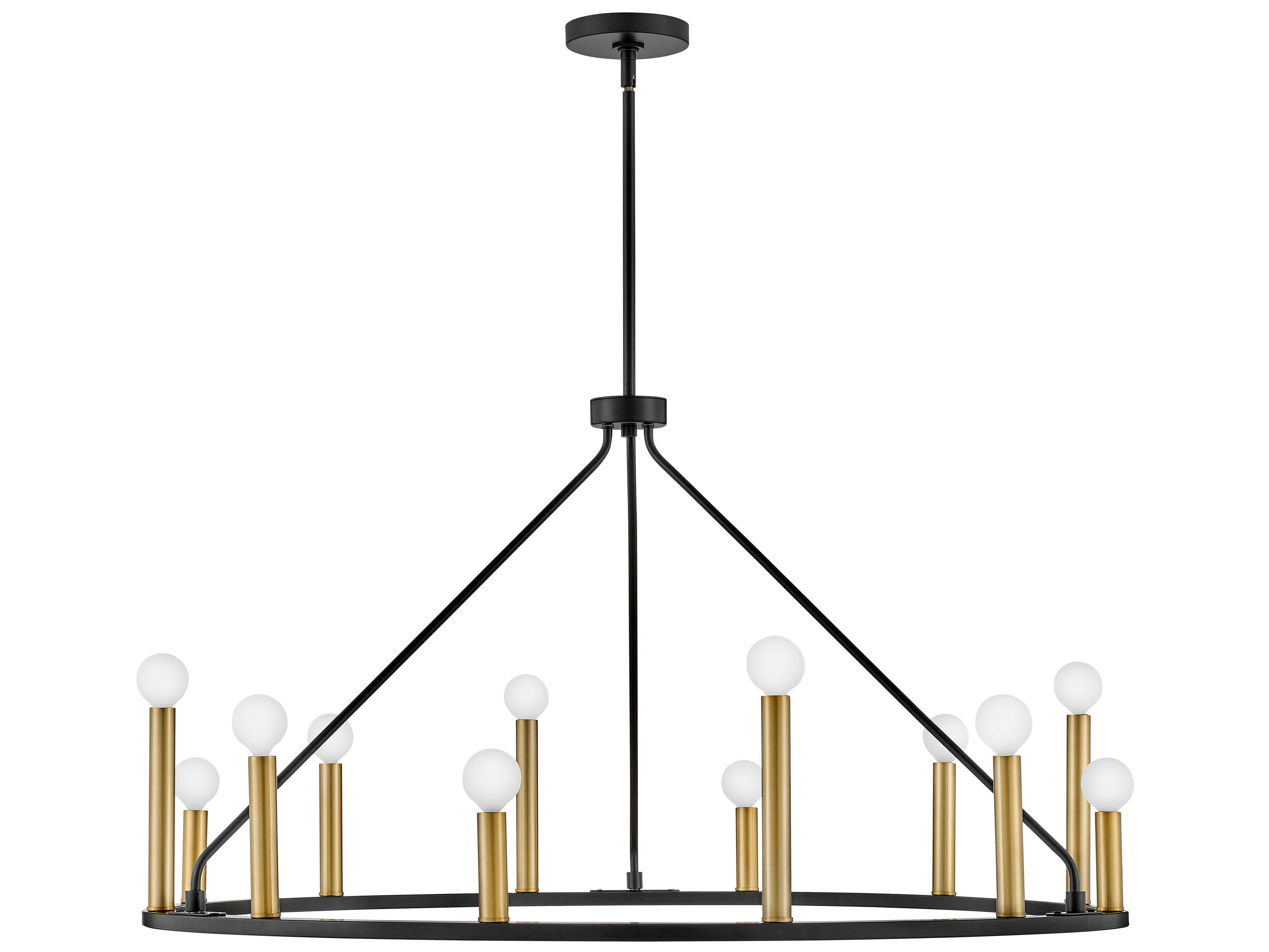 Lark Living Lazlo 12-Light Black Lacquered Brass Candelabra Chandelier