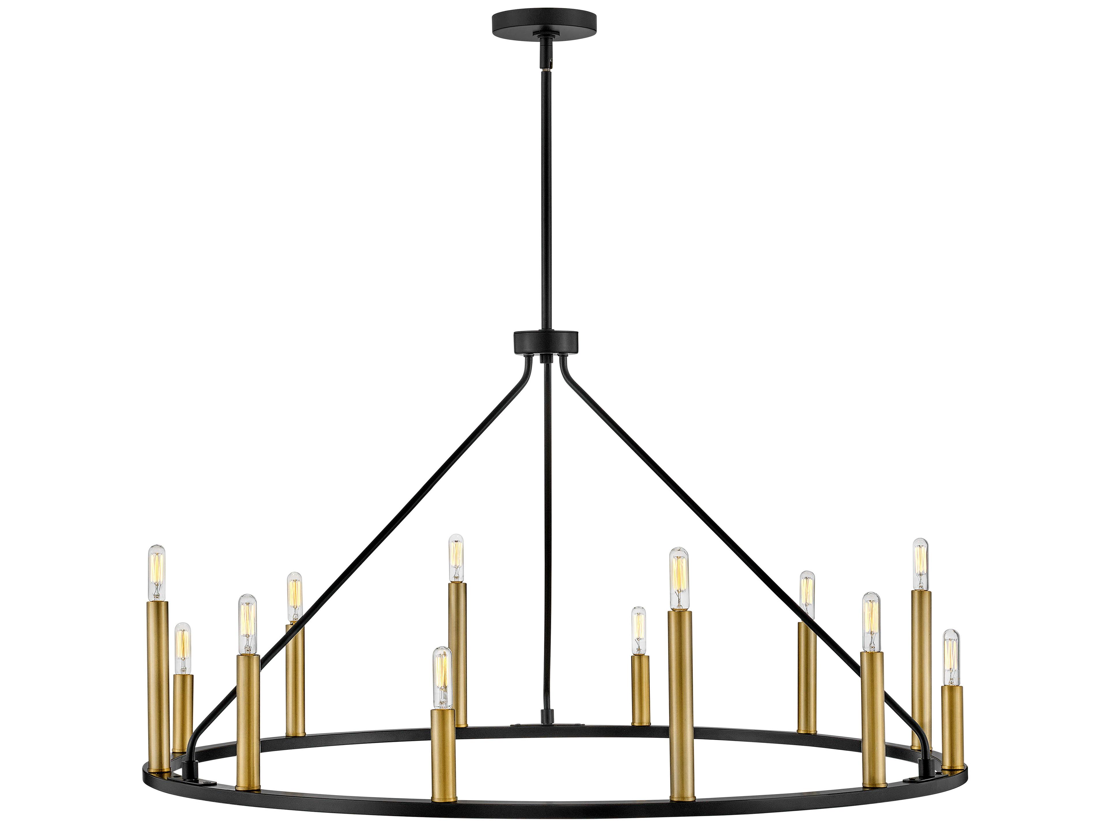 Lark Living Lazlo 12-Light Black Lacquered Brass Candelabra Chandelier