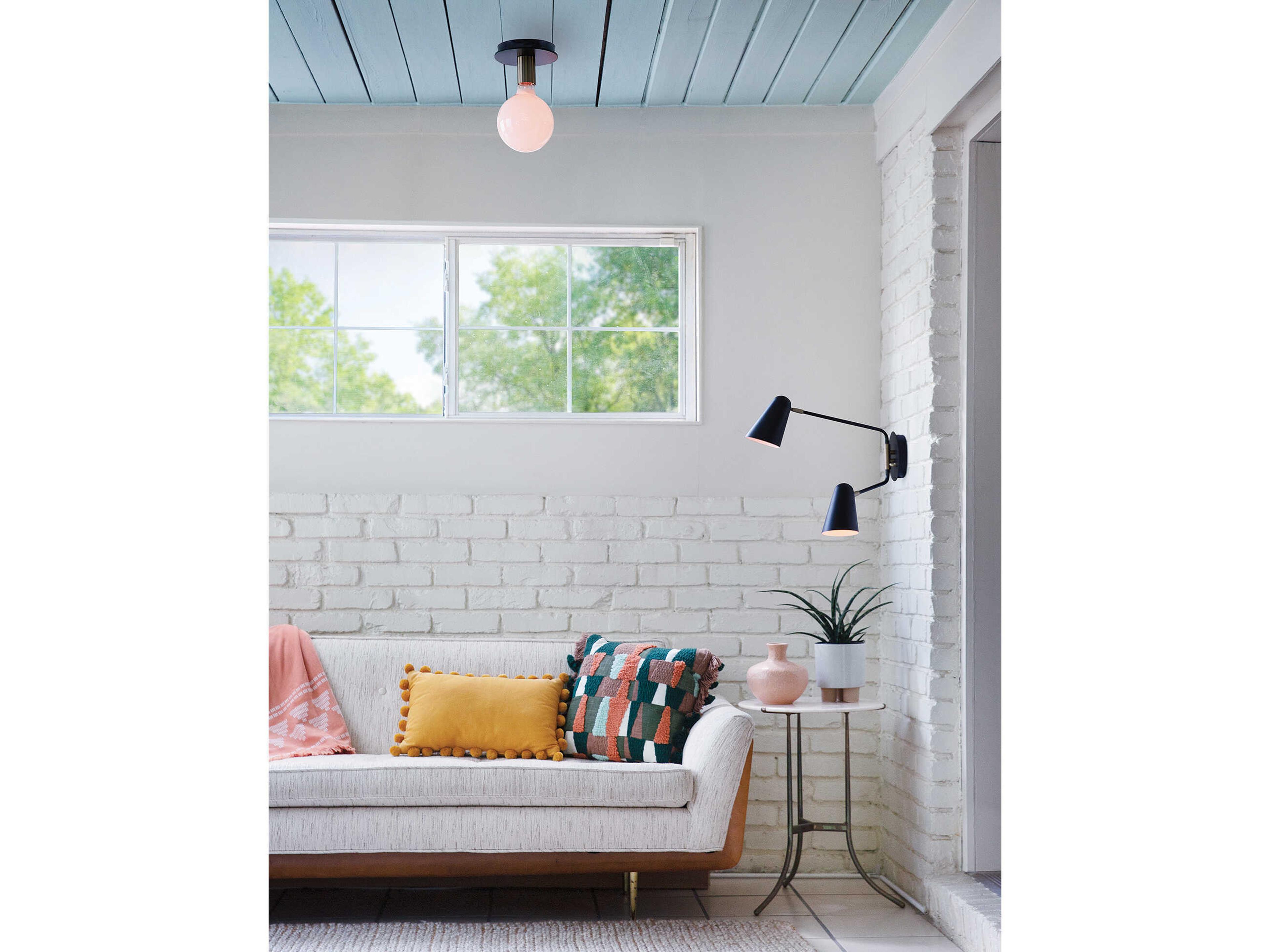 Lark Living Bobbie 1-Light Lacquered Brass Black Flush Mount