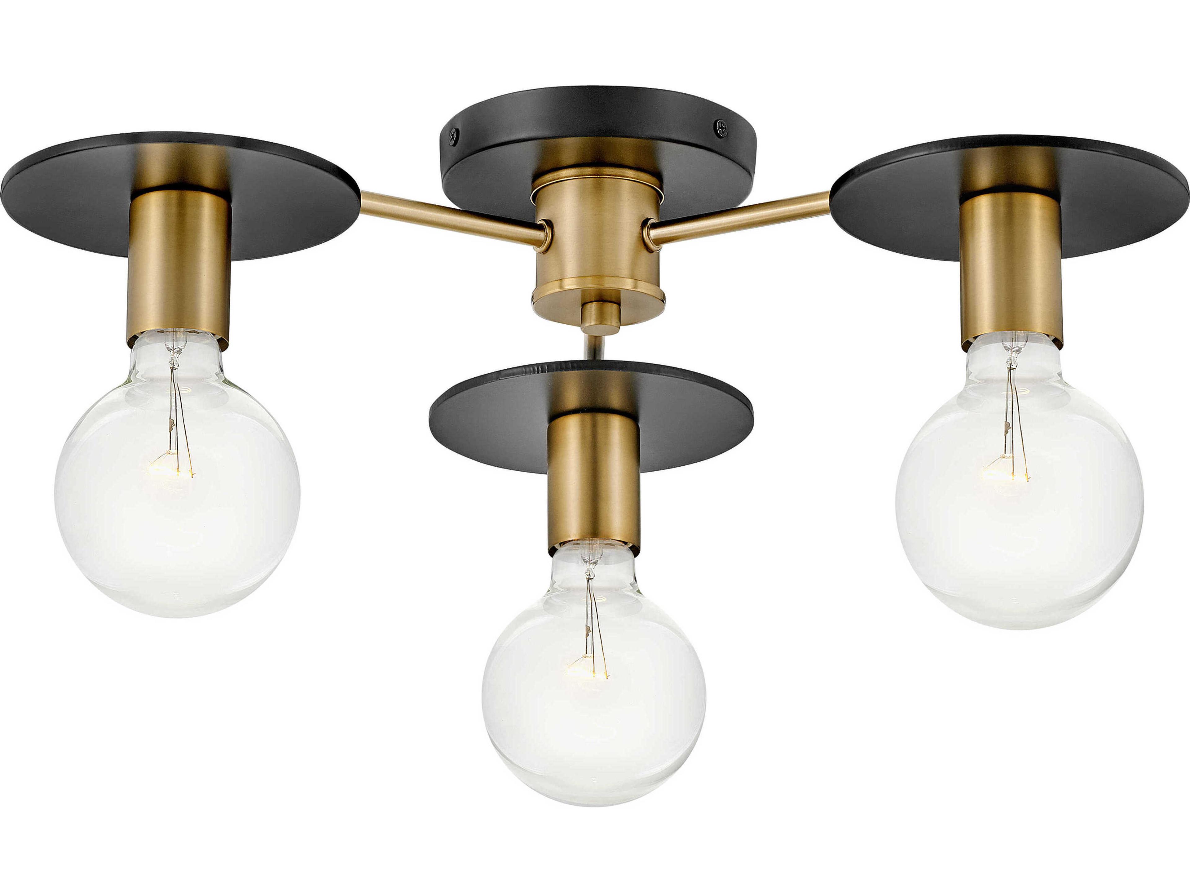 Lark Living Bobbie 3-Light Lacquered Brass Black Semi Flush Mount