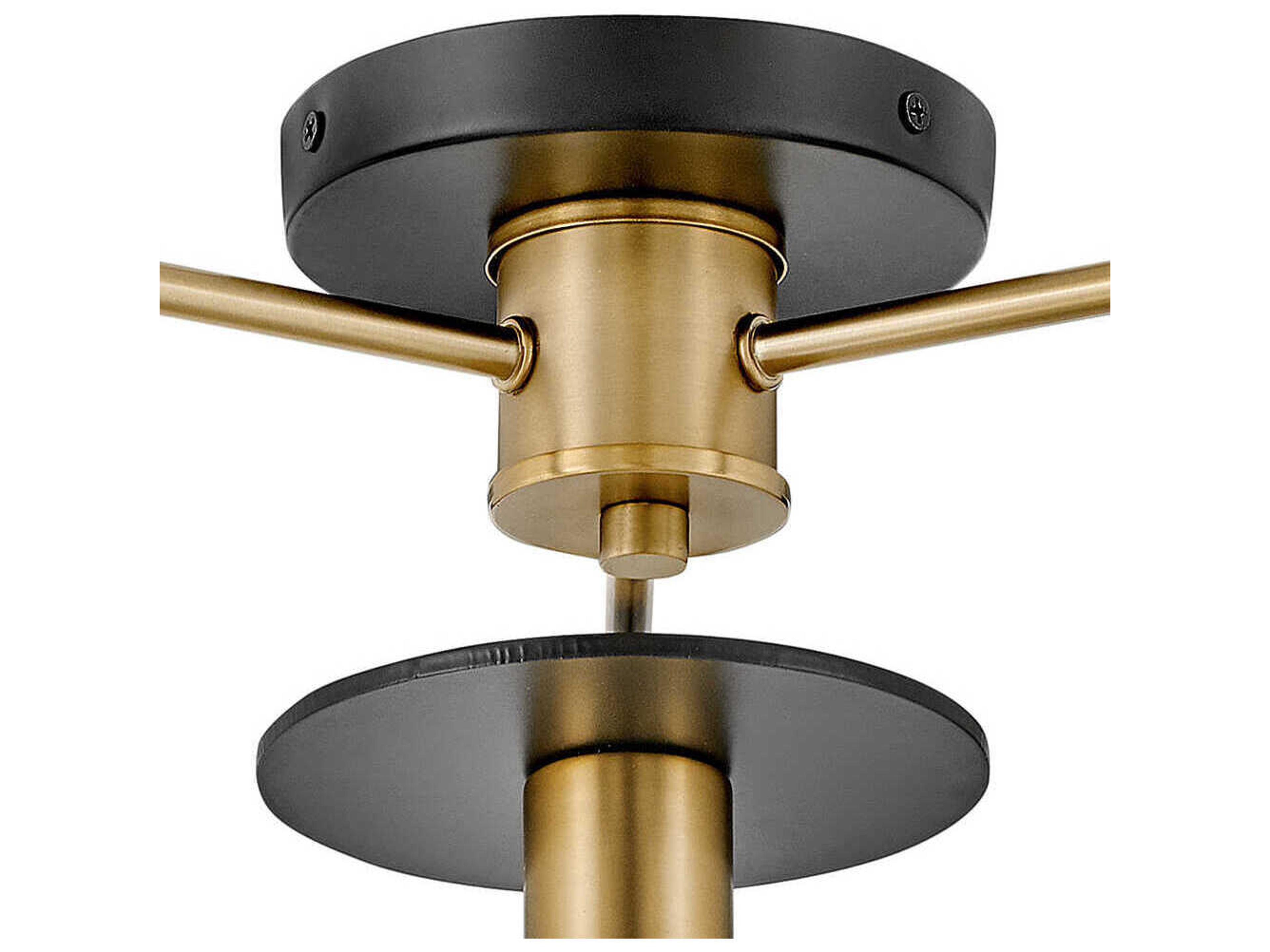 Lark Living Bobbie 3-Light Lacquered Brass Black Semi Flush Mount