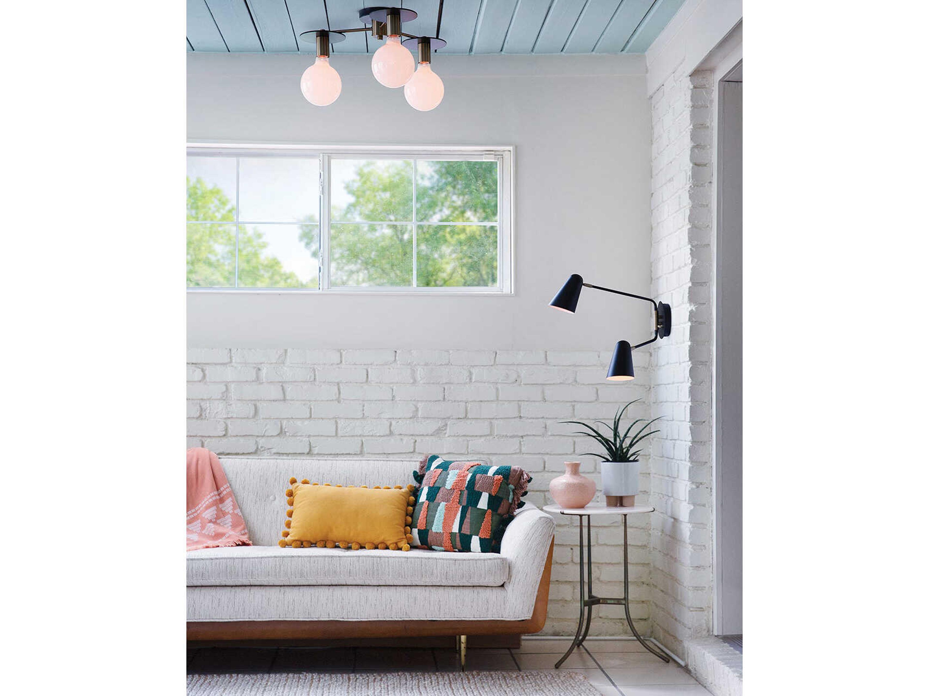 Lark Living Bobbie 3-Light Lacquered Brass Black Semi Flush Mount