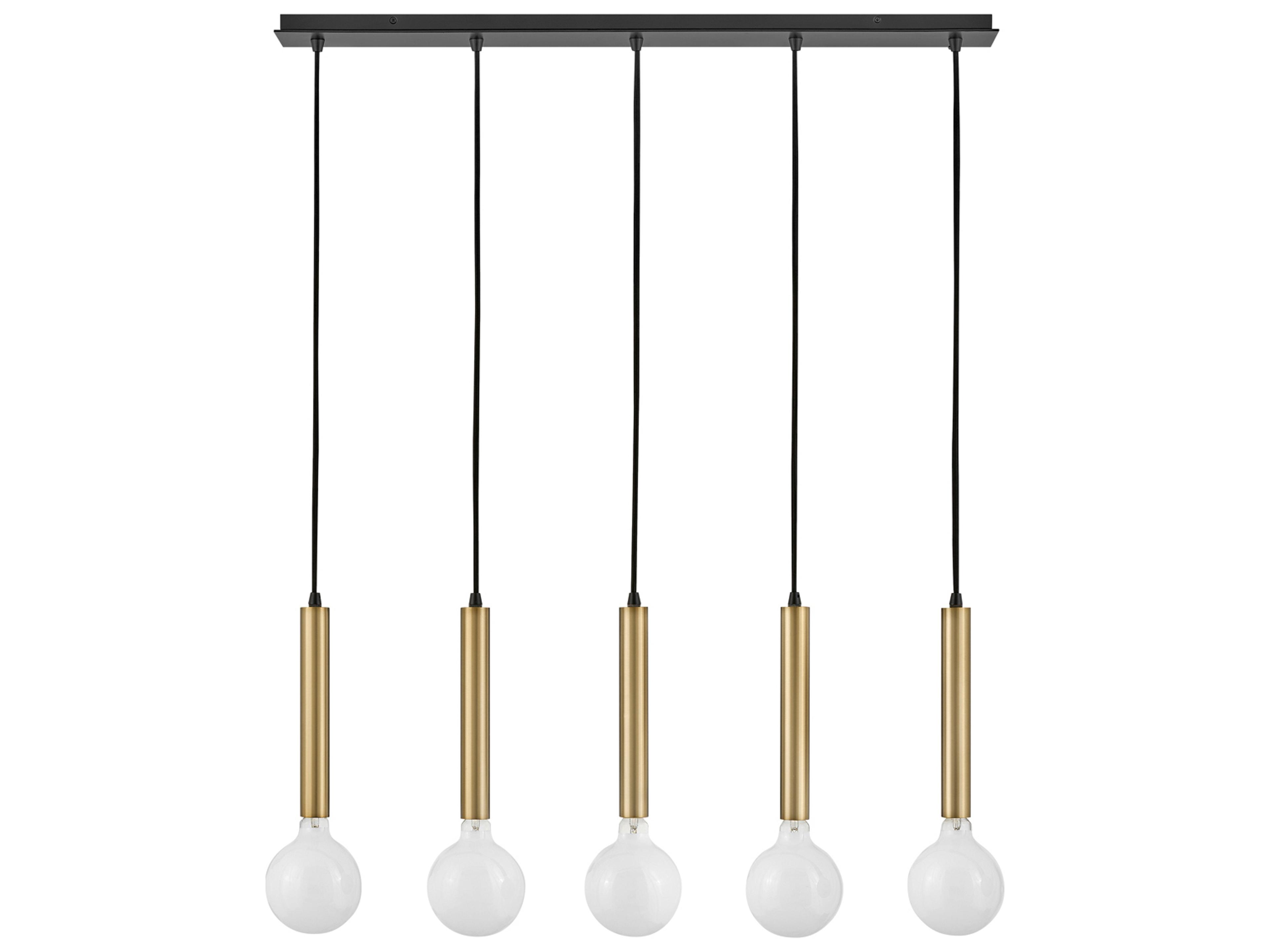 Bobbie 5-Light Lacquered Brass Black Linear Island Pendant