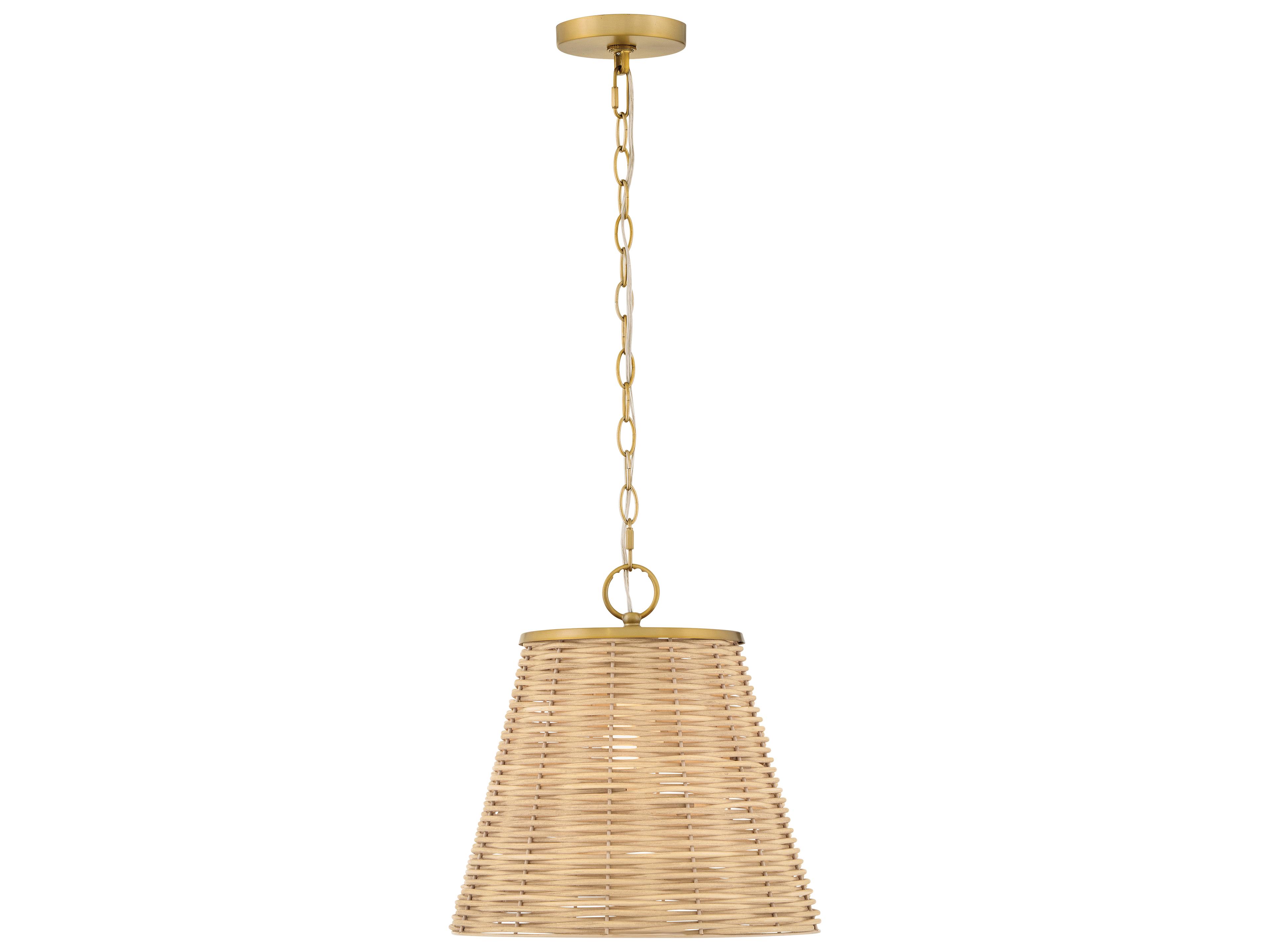 Brynn 1-Light Lacquered Brass Drum Pendant