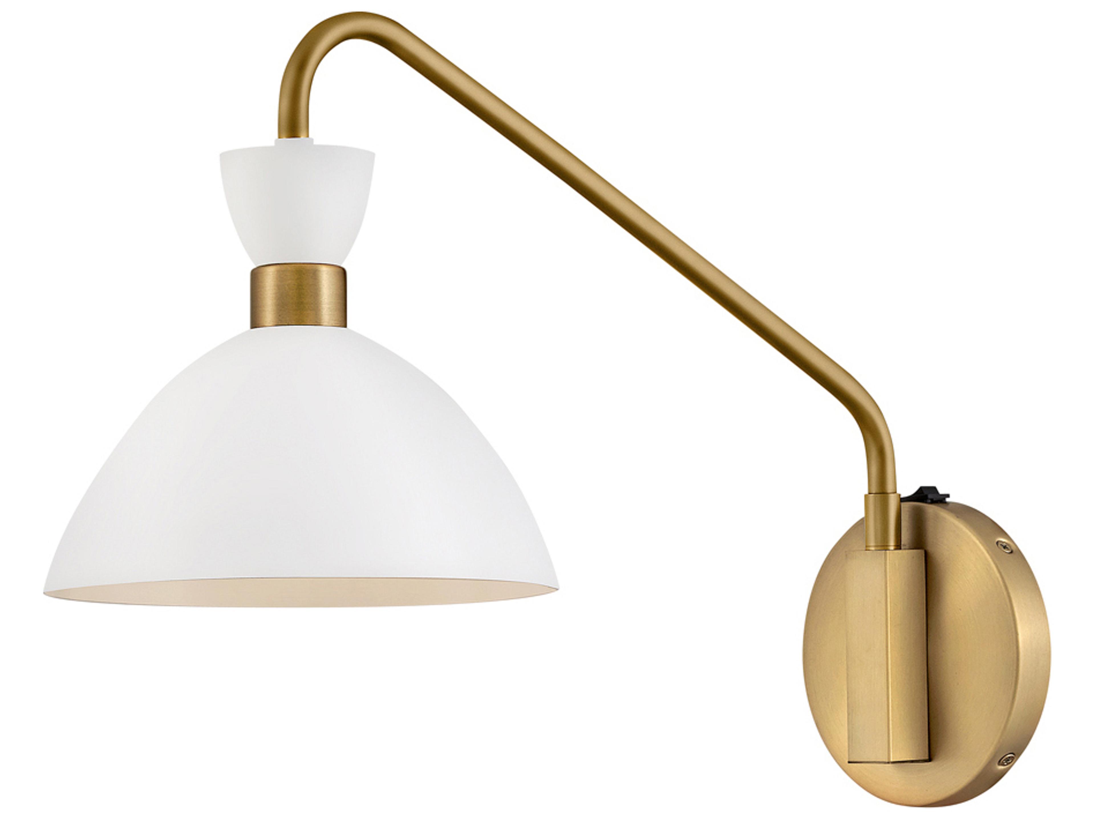 Simon 1-Light Matte White Heritage Brass Swing Wall Sconce