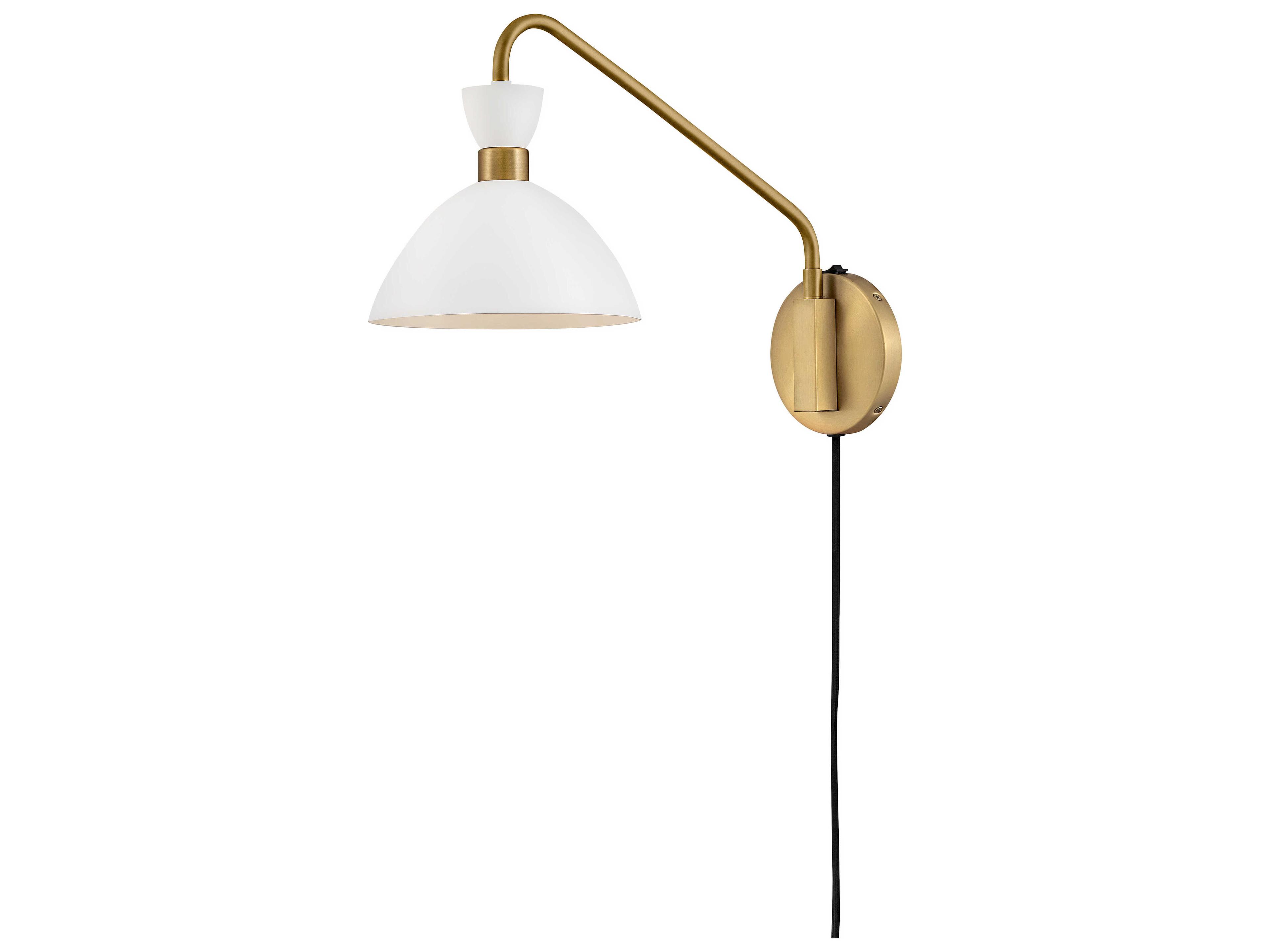 Lark Living Simon 1-Light Matte White Heritage Brass Swing Wall Sconce