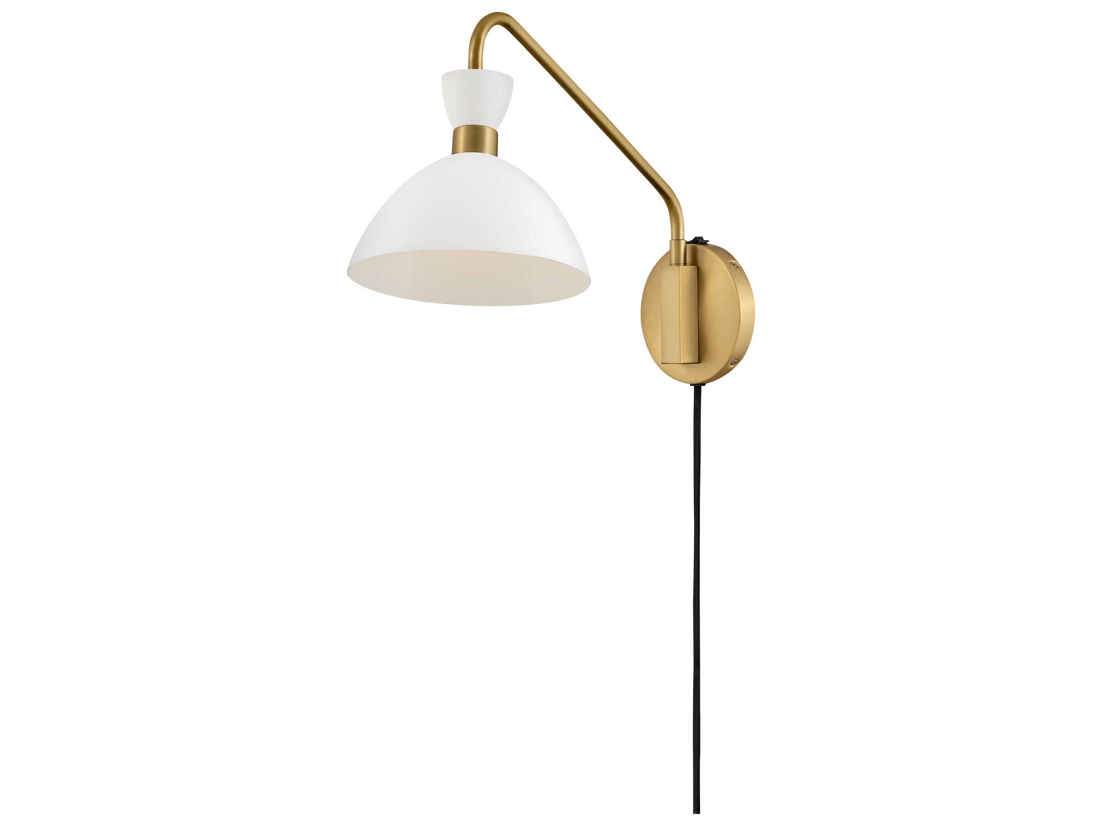 Lark Living Simon 1-Light Matte White Heritage Brass Swing Wall Sconce