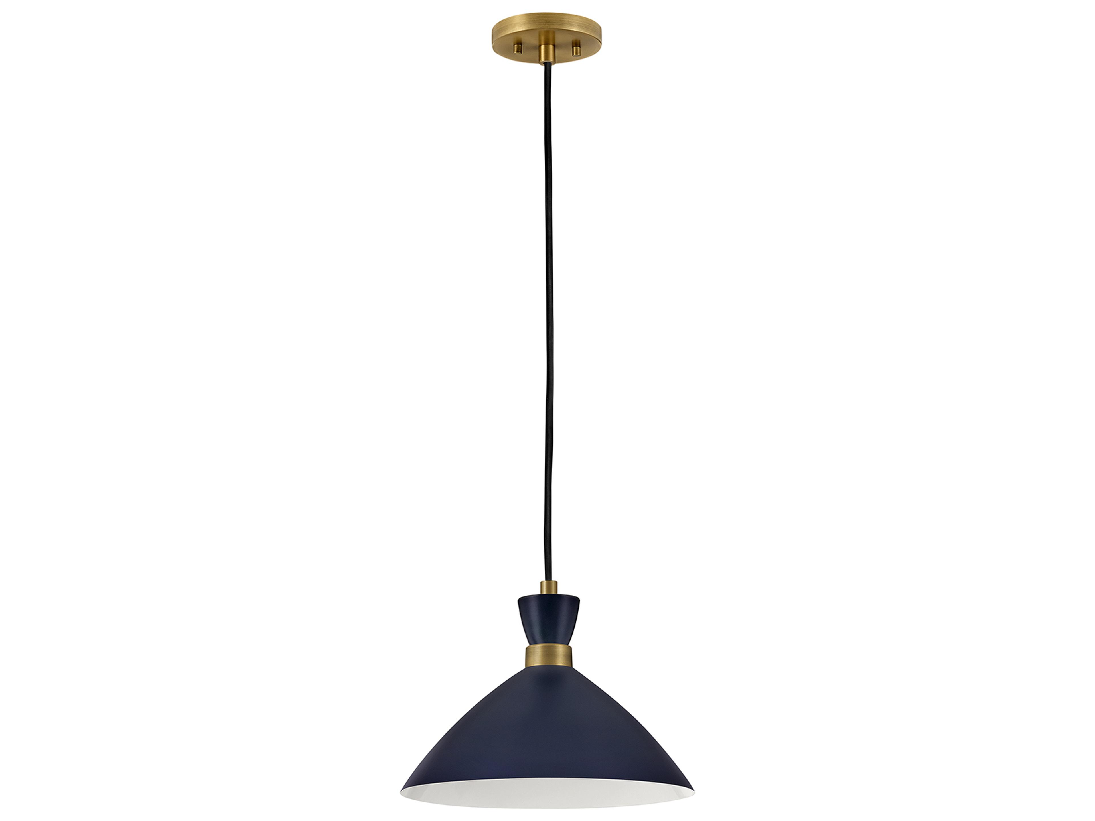 Simon 1-Light Matte Navy Heritage Brass Blue Pendant