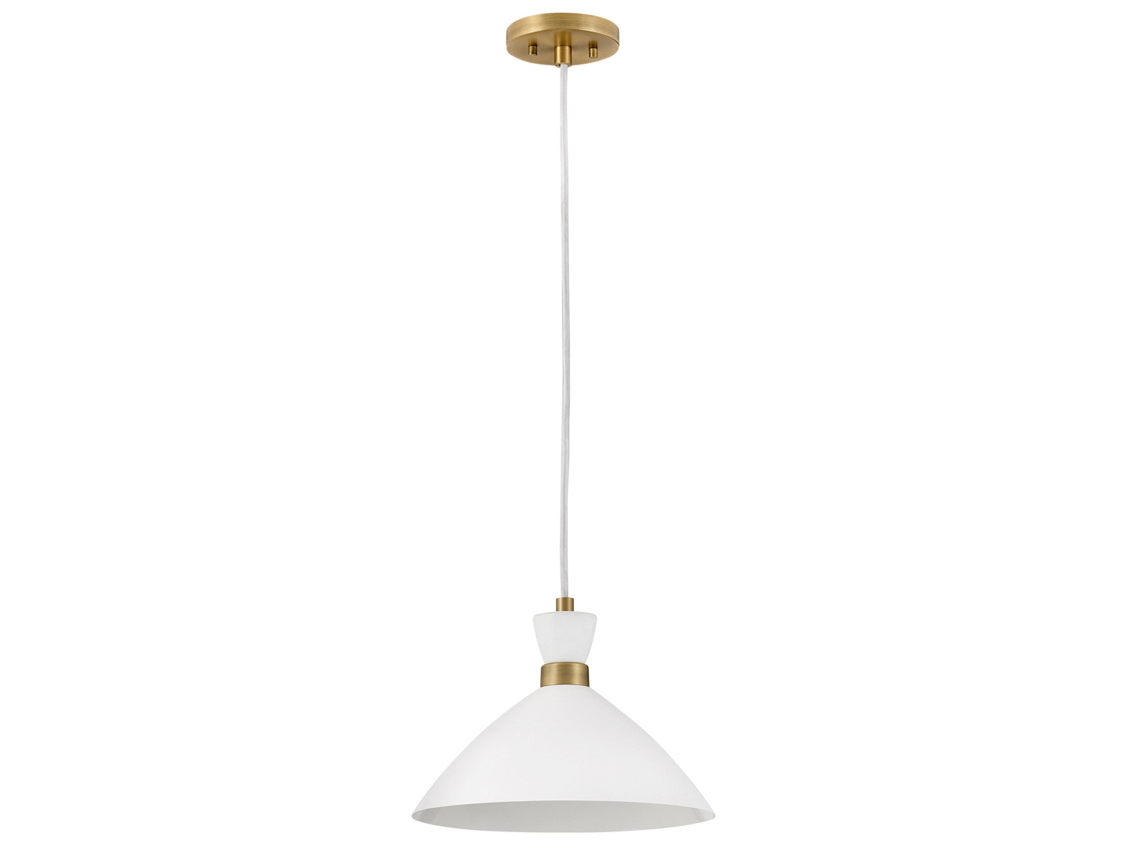 Simon 1-Light Matte White Heritage Brass Pendant