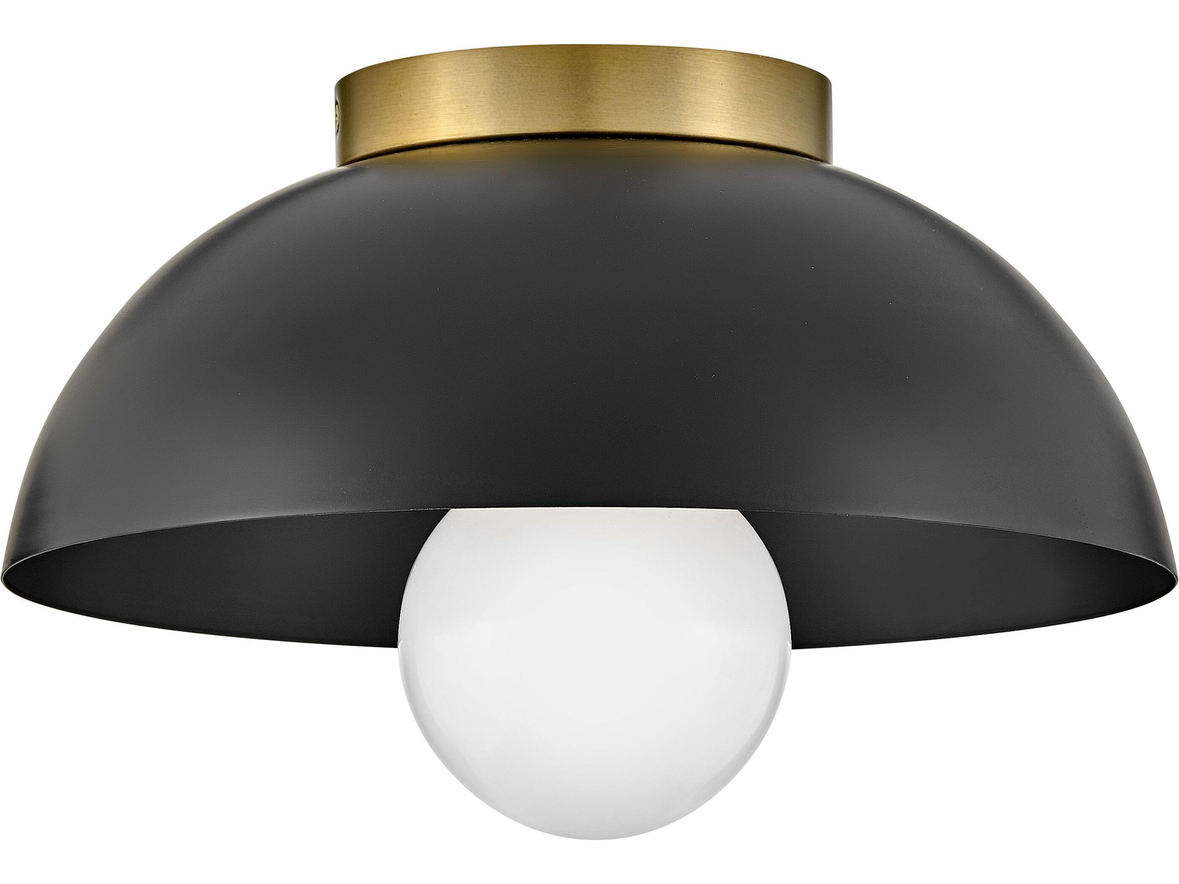 Lark Living Stu 1-Light Black Lacquered Brass Dome Flush Mount