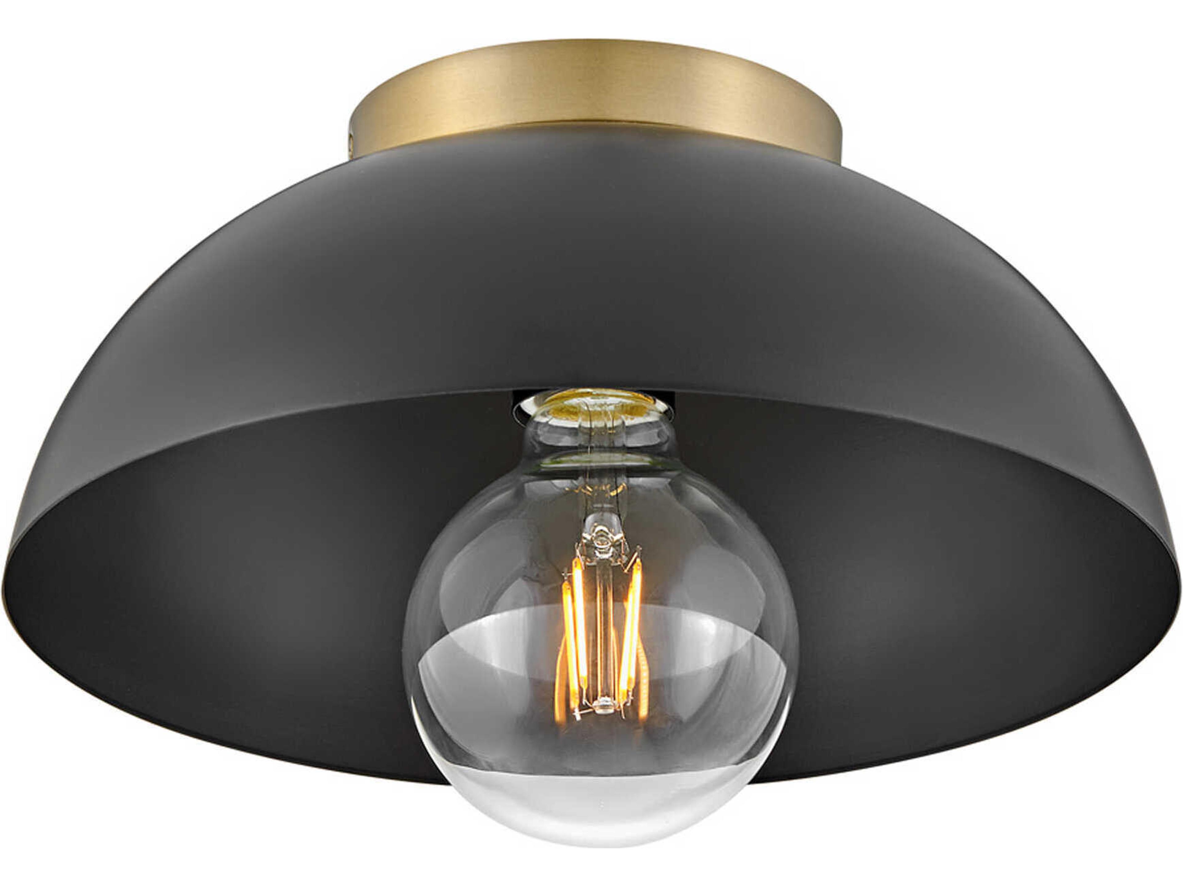 Lark Living Stu 1-Light Black Lacquered Brass Dome Flush Mount