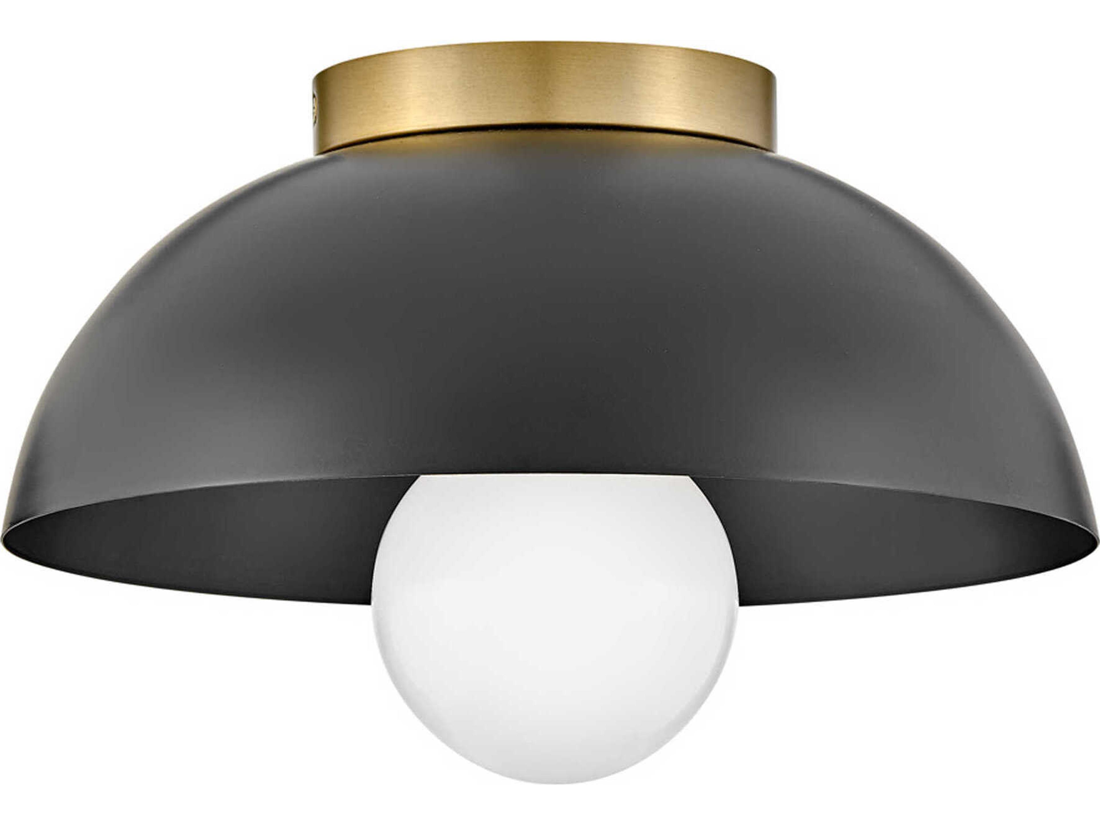 Lark Living Stu 1-Light Black Lacquered Brass Dome Flush Mount