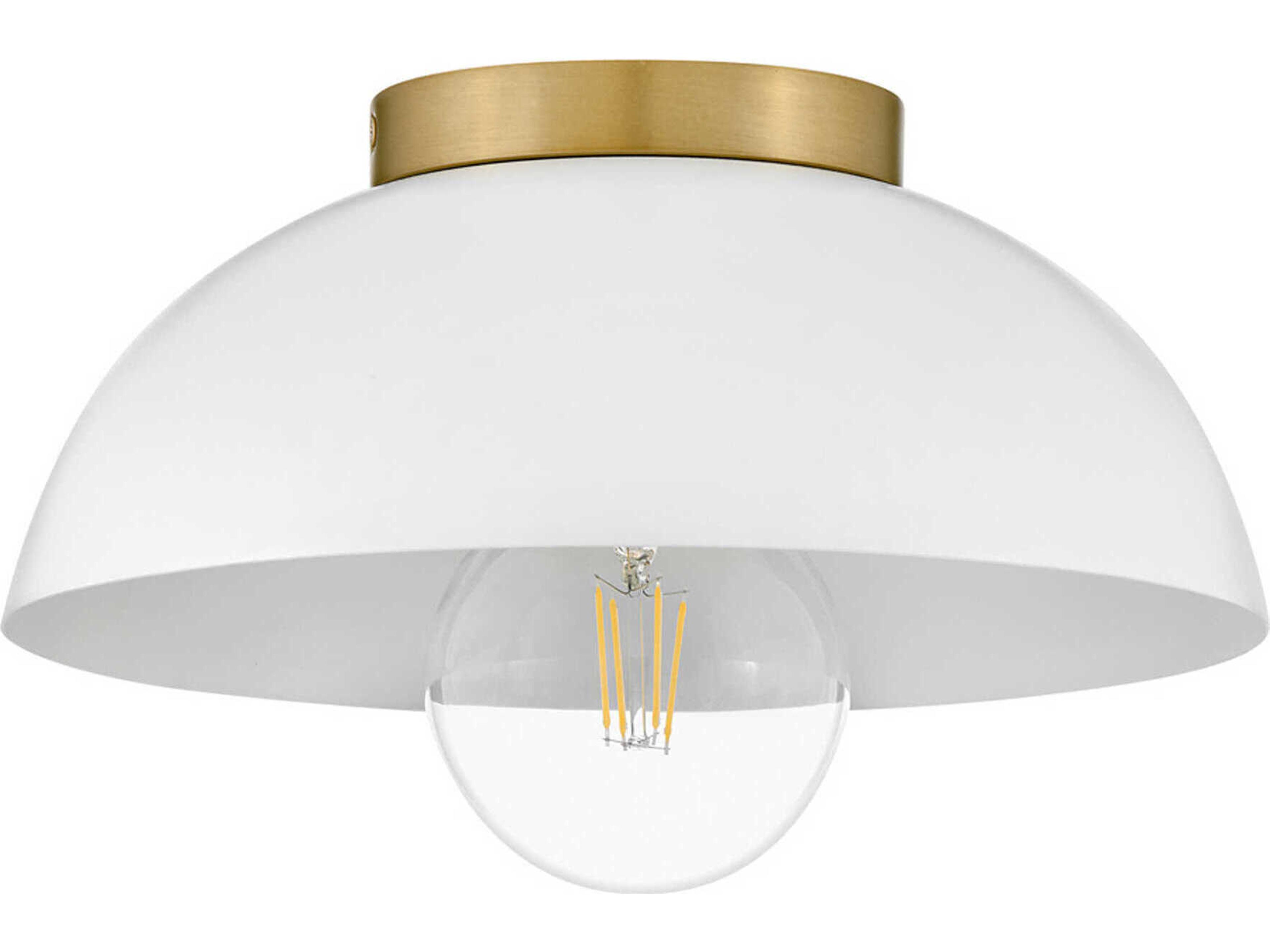 Lark Living Stu 1-Light Matte White Lacquered Brass Dome Flush Mount