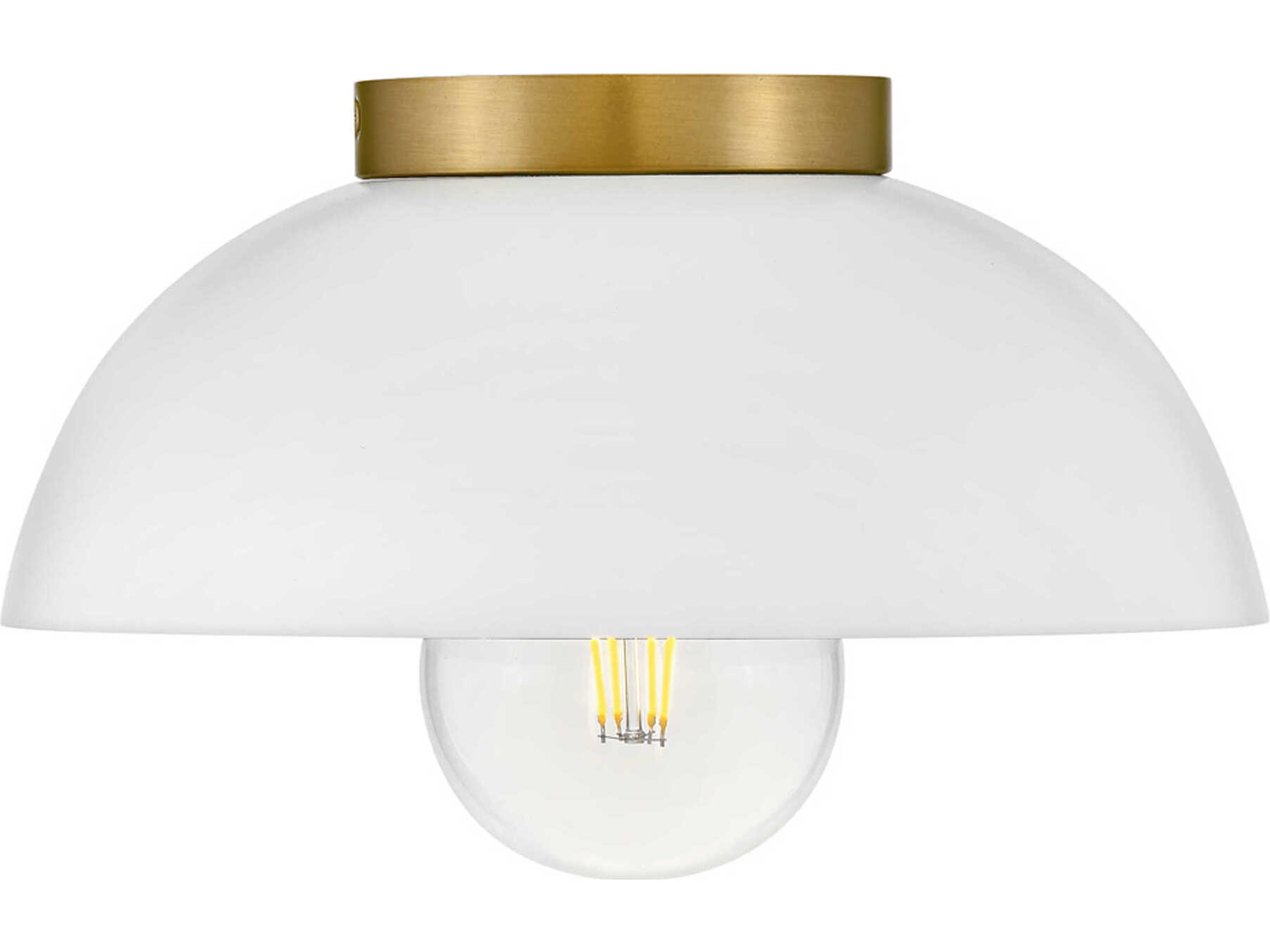 Lark Living Stu 1-Light Matte White Lacquered Brass Dome Flush Mount
