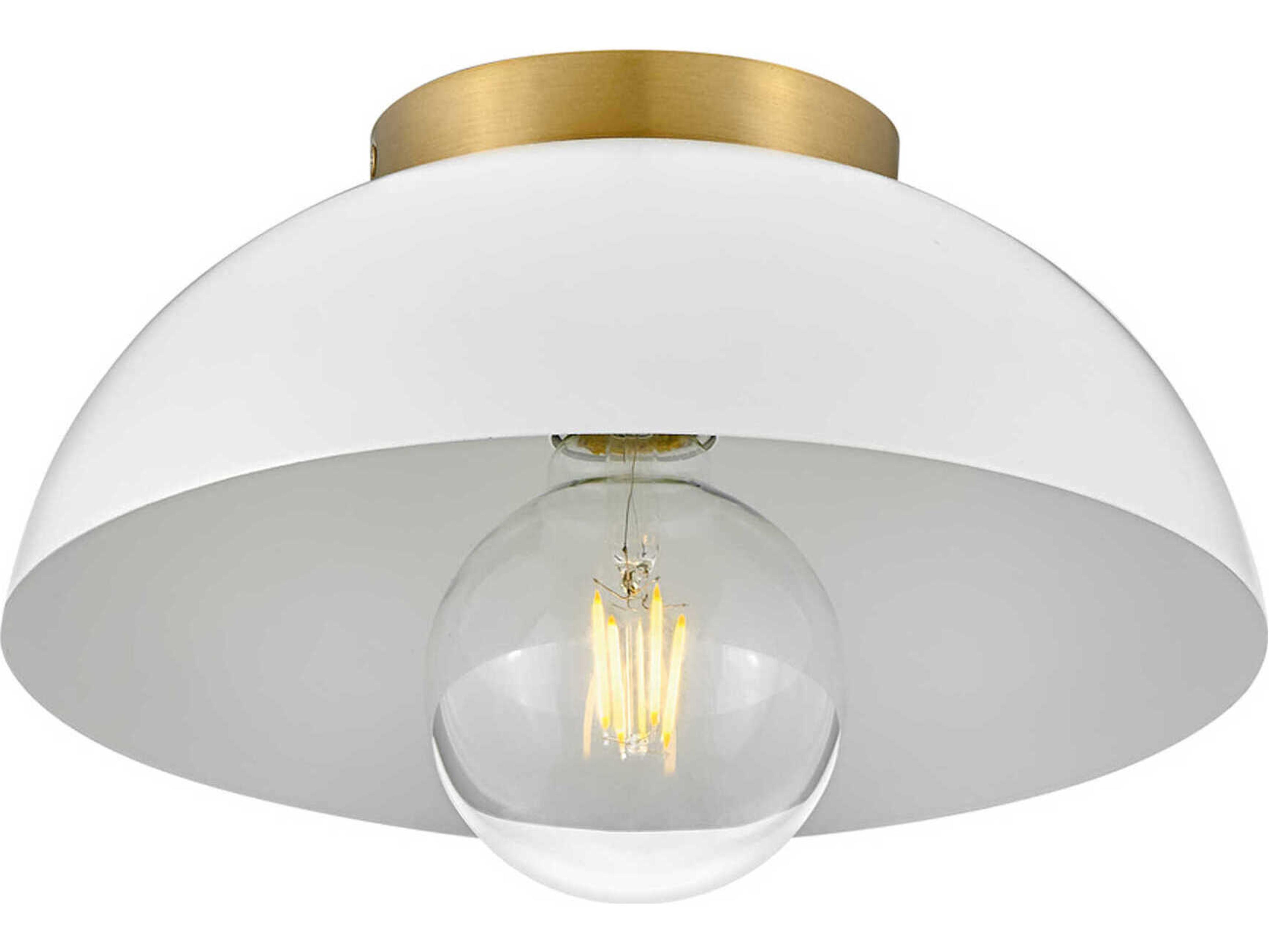 Lark Living Stu 1-Light Matte White Lacquered Brass Dome Flush Mount