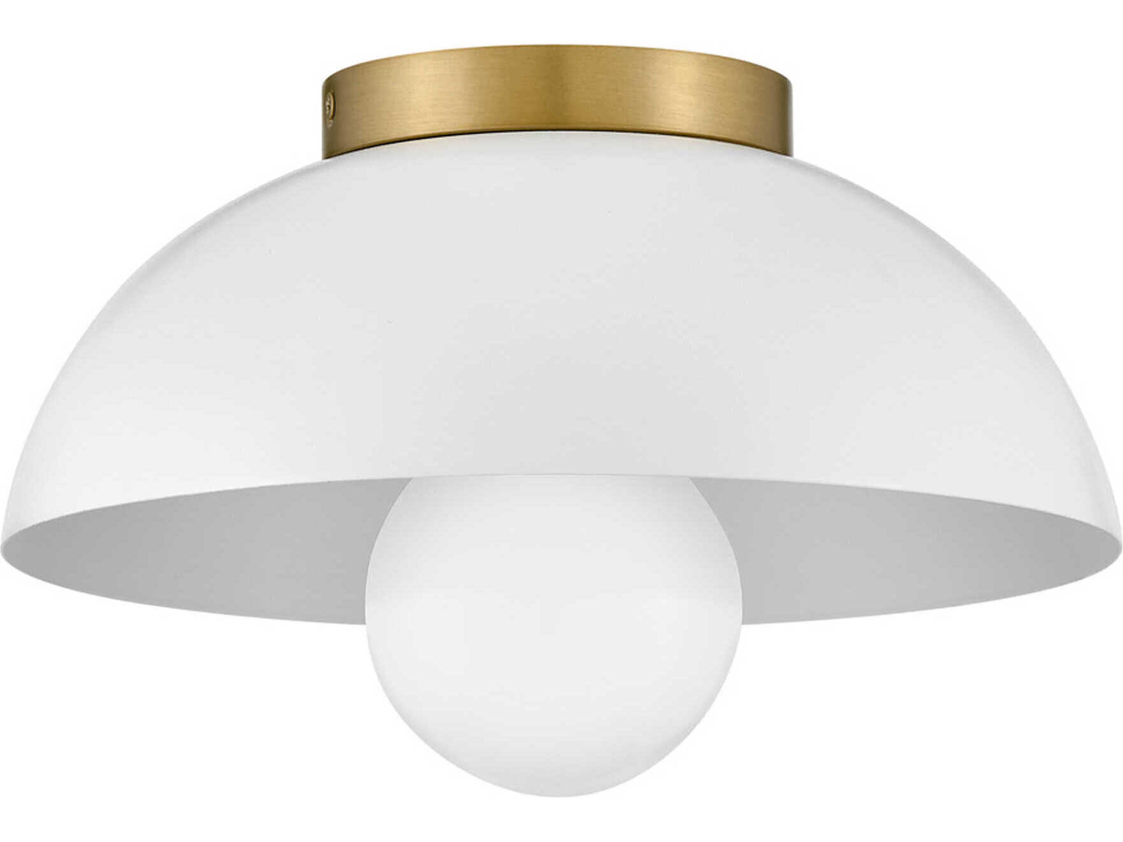 Lark Living Stu 1-Light Matte White Lacquered Brass Dome Flush Mount