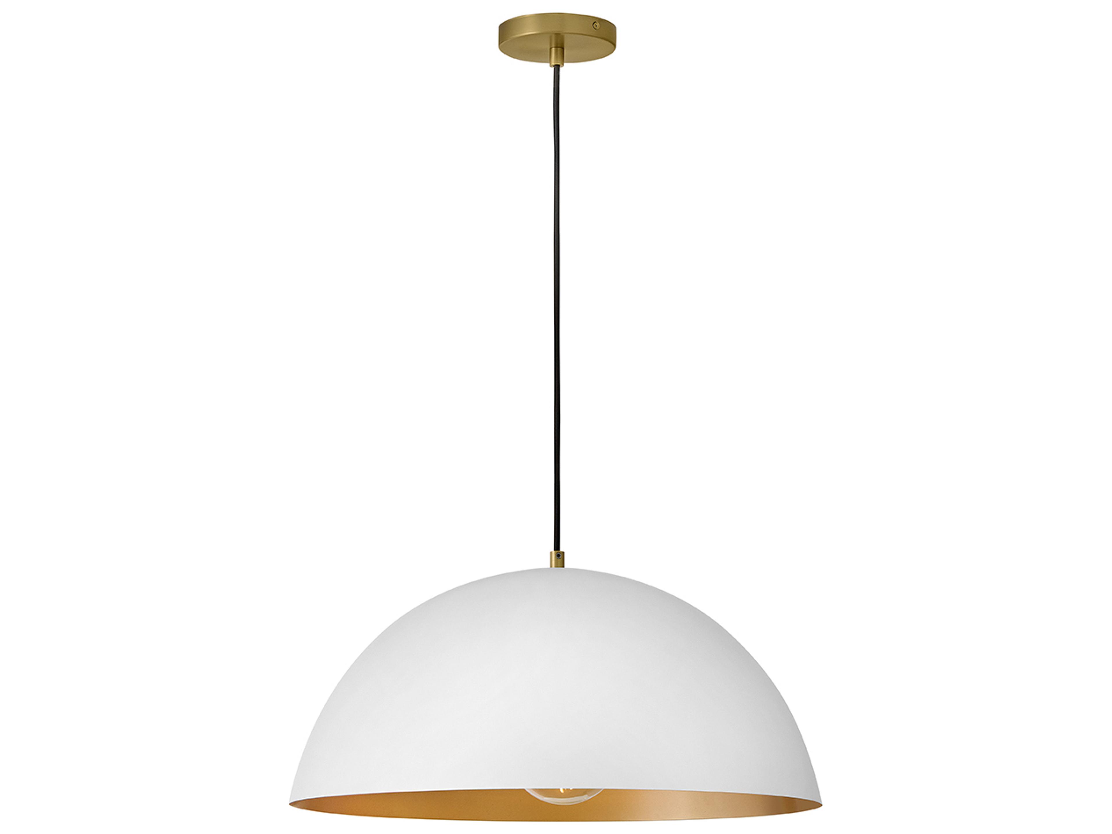 Lou 1-Light Matte White Lacquered Brass Dome Pendant
