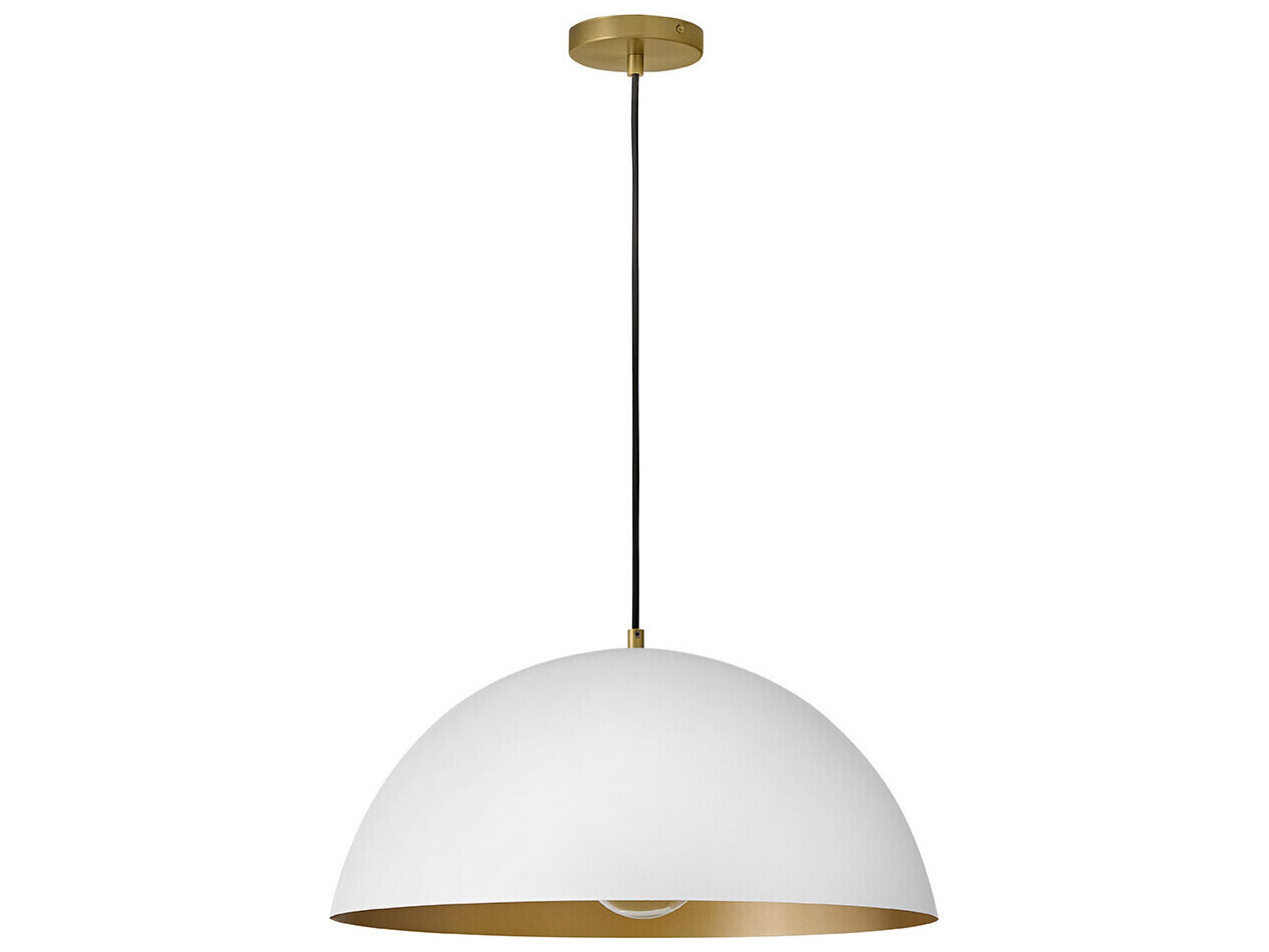 Lark Living Lou 1-Light Matte White Lacquered Brass Dome Pendant