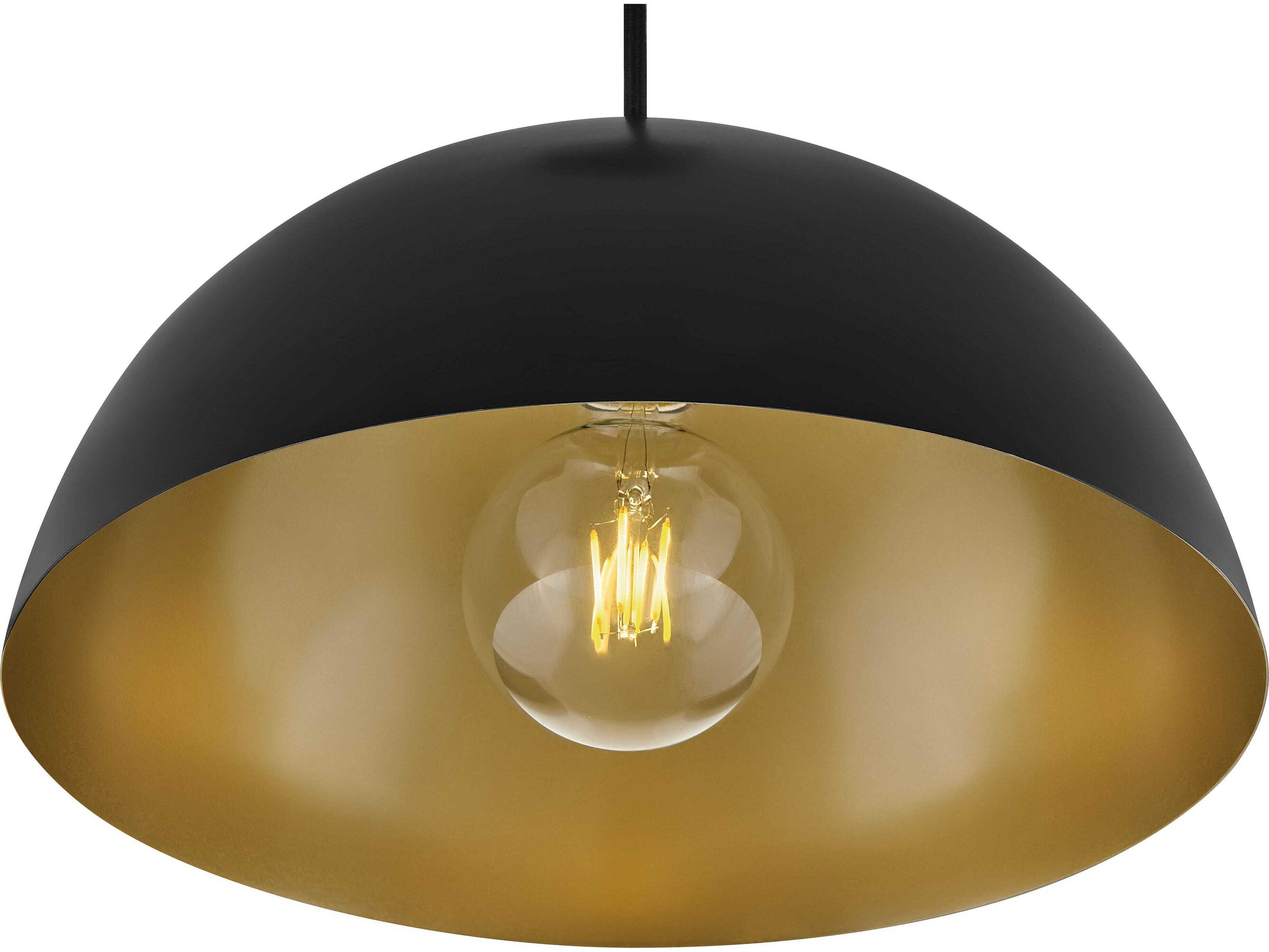 Lark Living Lou 1-Light Black Lacquered Brass Dome Pendant