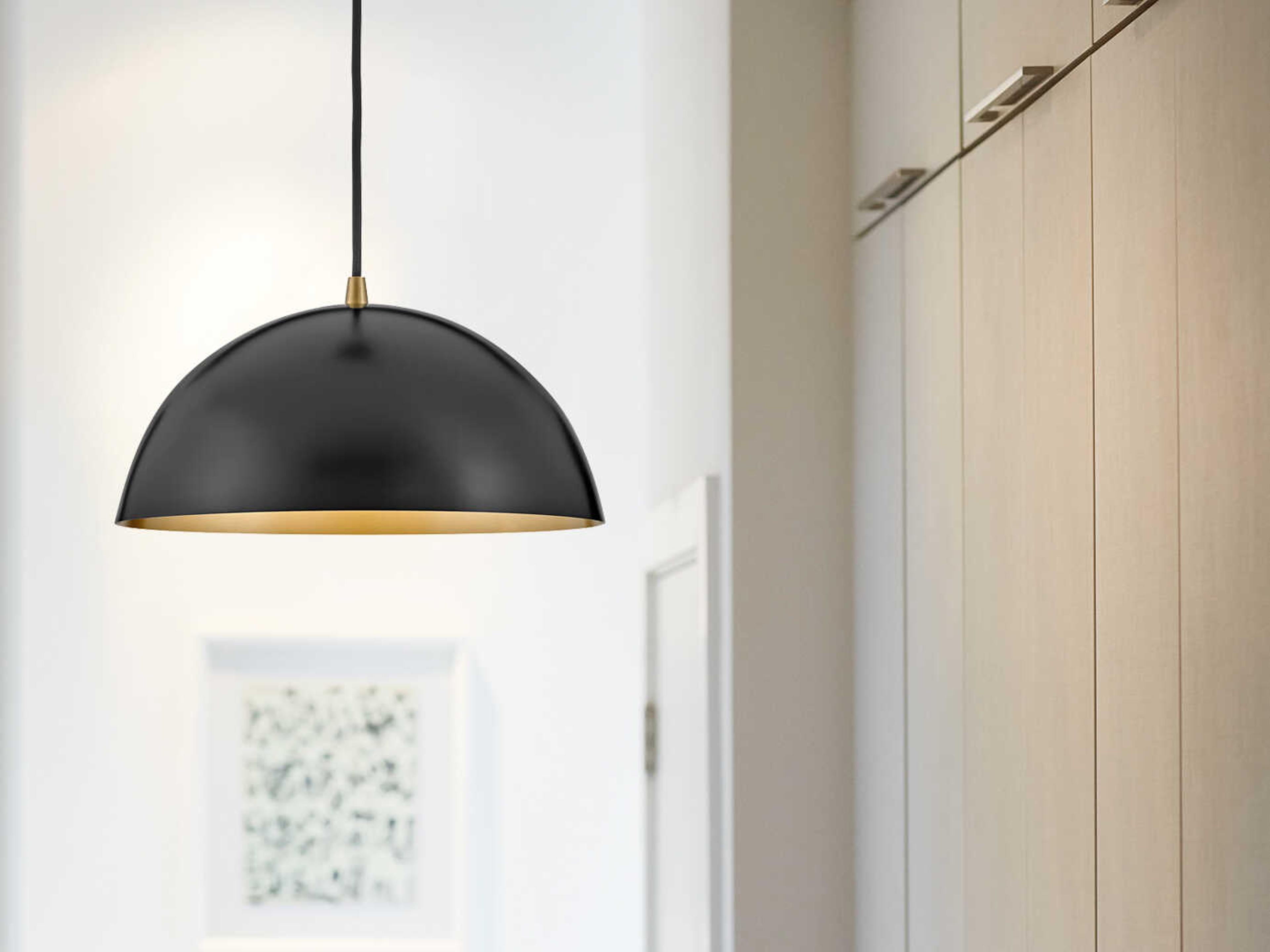 Lark Living Lou 1-Light Black Lacquered Brass Dome Pendant