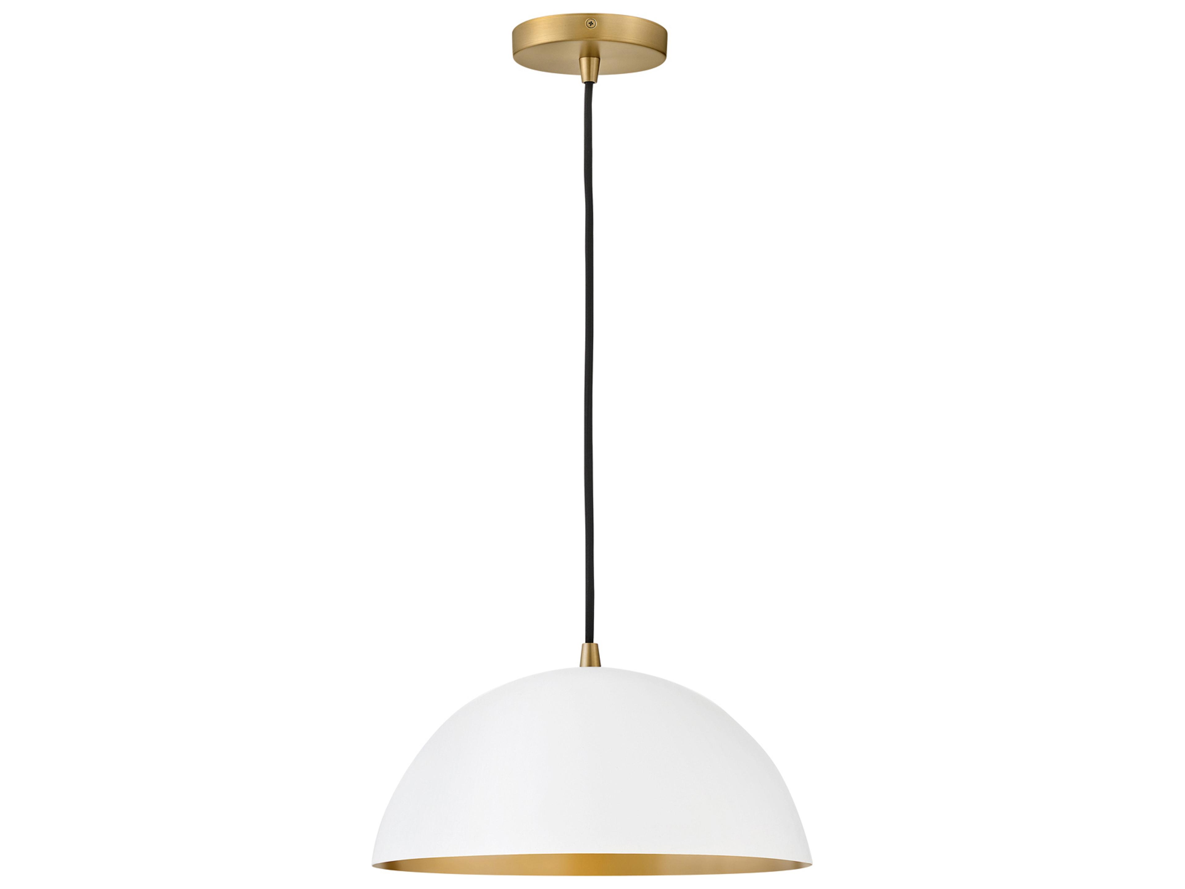 Lou 1-Light Matte White Lacquered Brass Dome Pendant