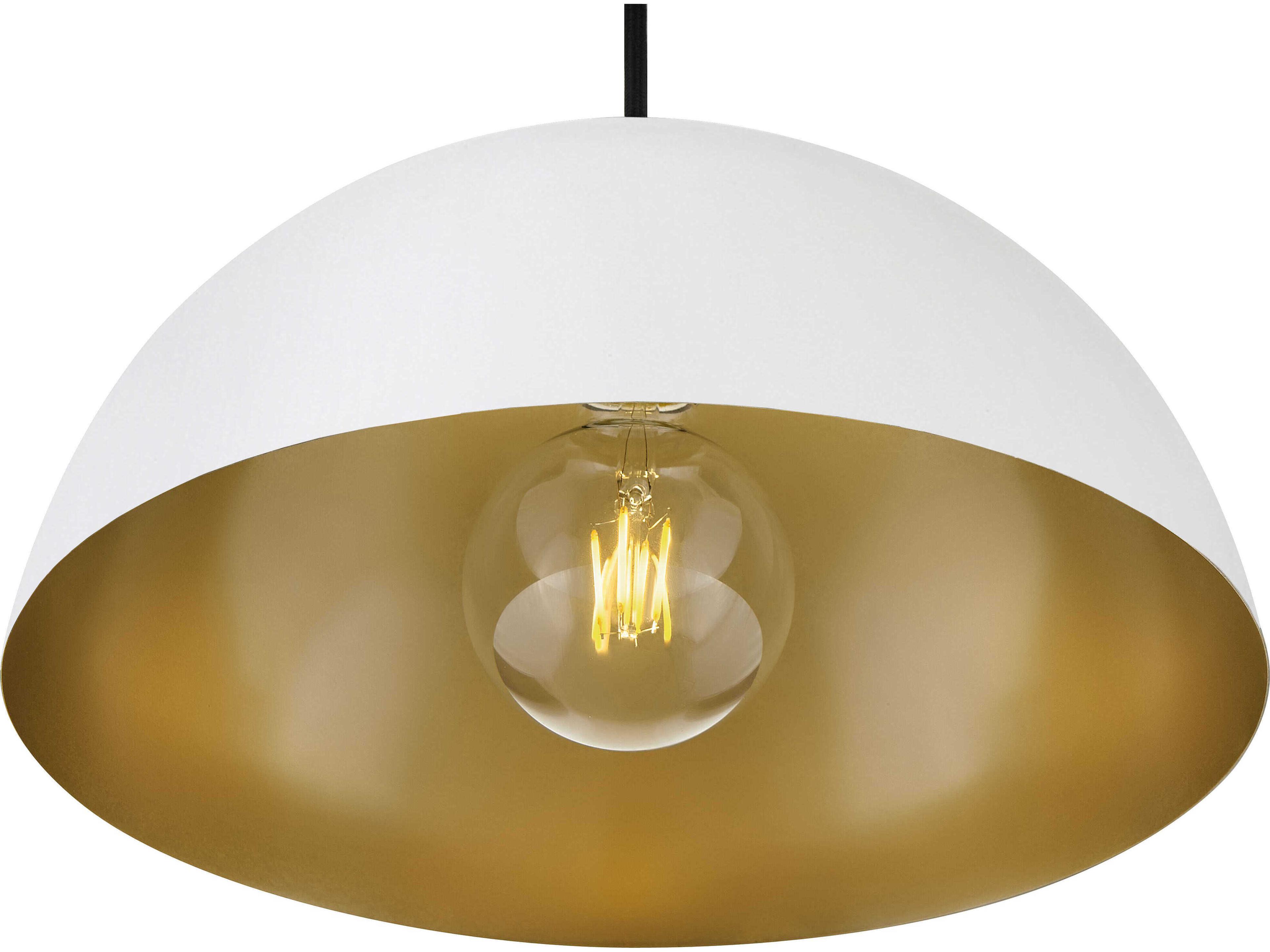 Lark Living Lou 1-Light Matte White Lacquered Brass Dome Pendant
