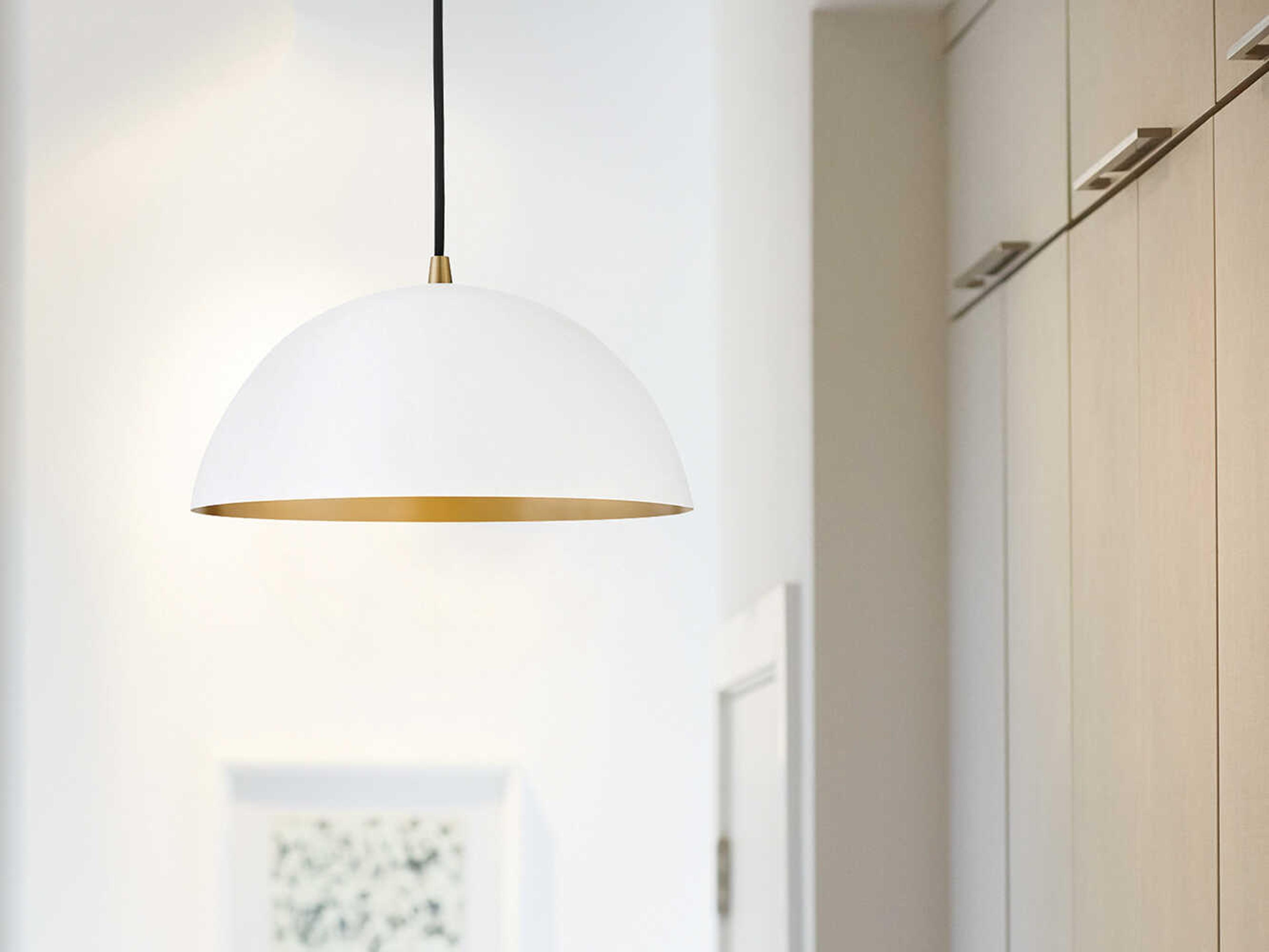 Lark Living Lou 1-Light Matte White Lacquered Brass Dome Pendant
