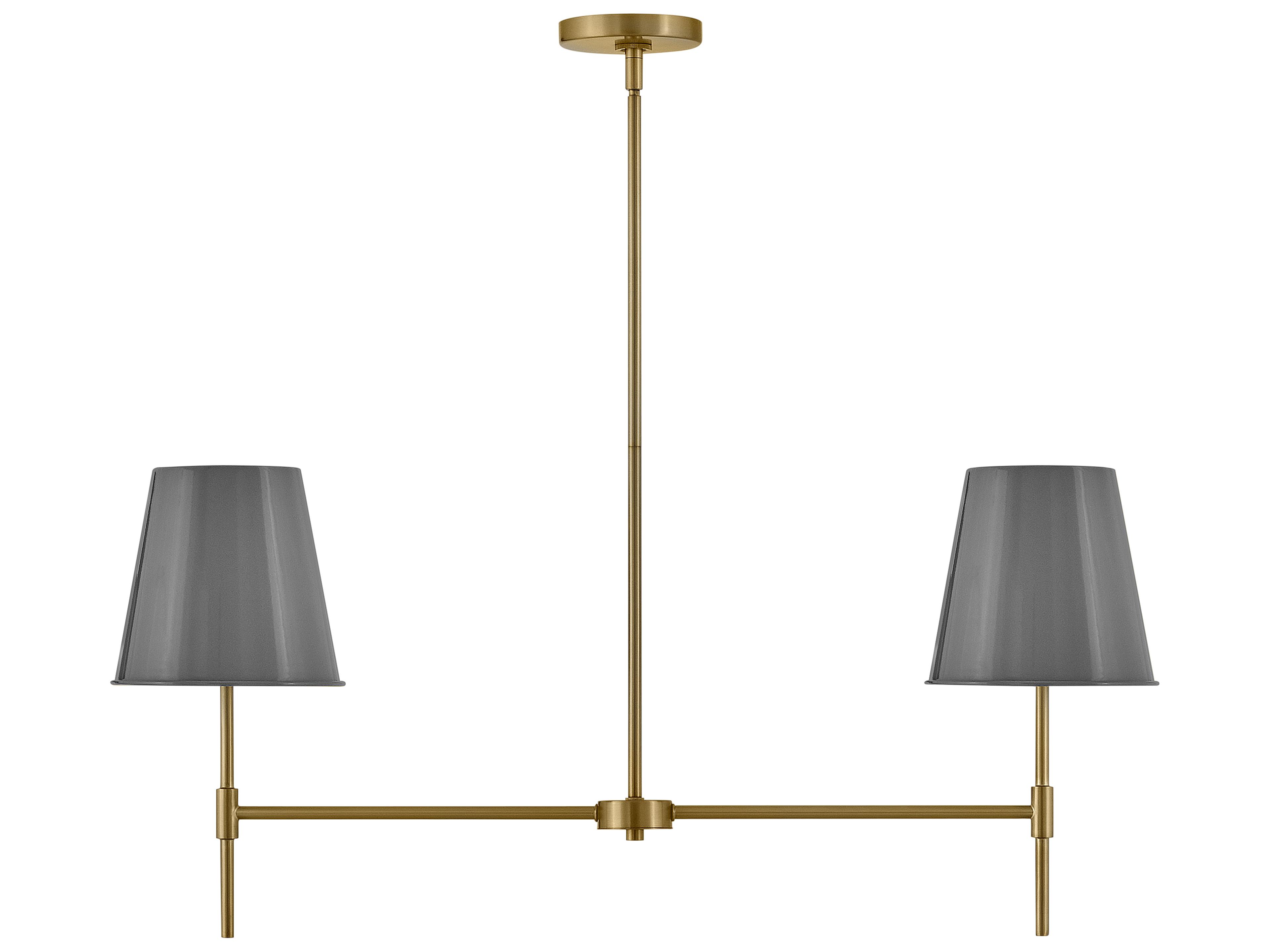 Blake 2-Light Lacquered Brass French Gray Empire Island Pendant