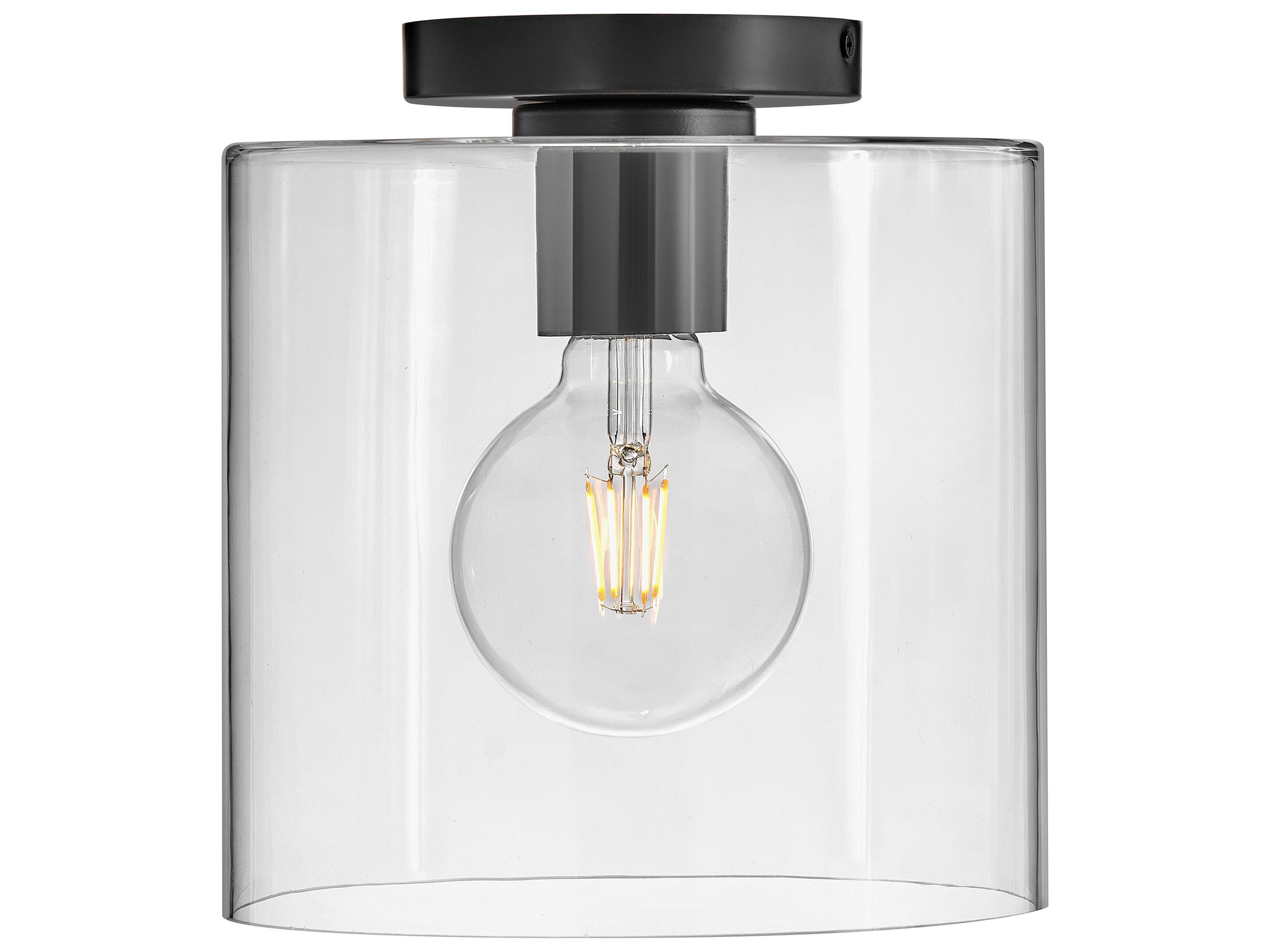 Pippa 1-Light Black Cylinder Flush Mount