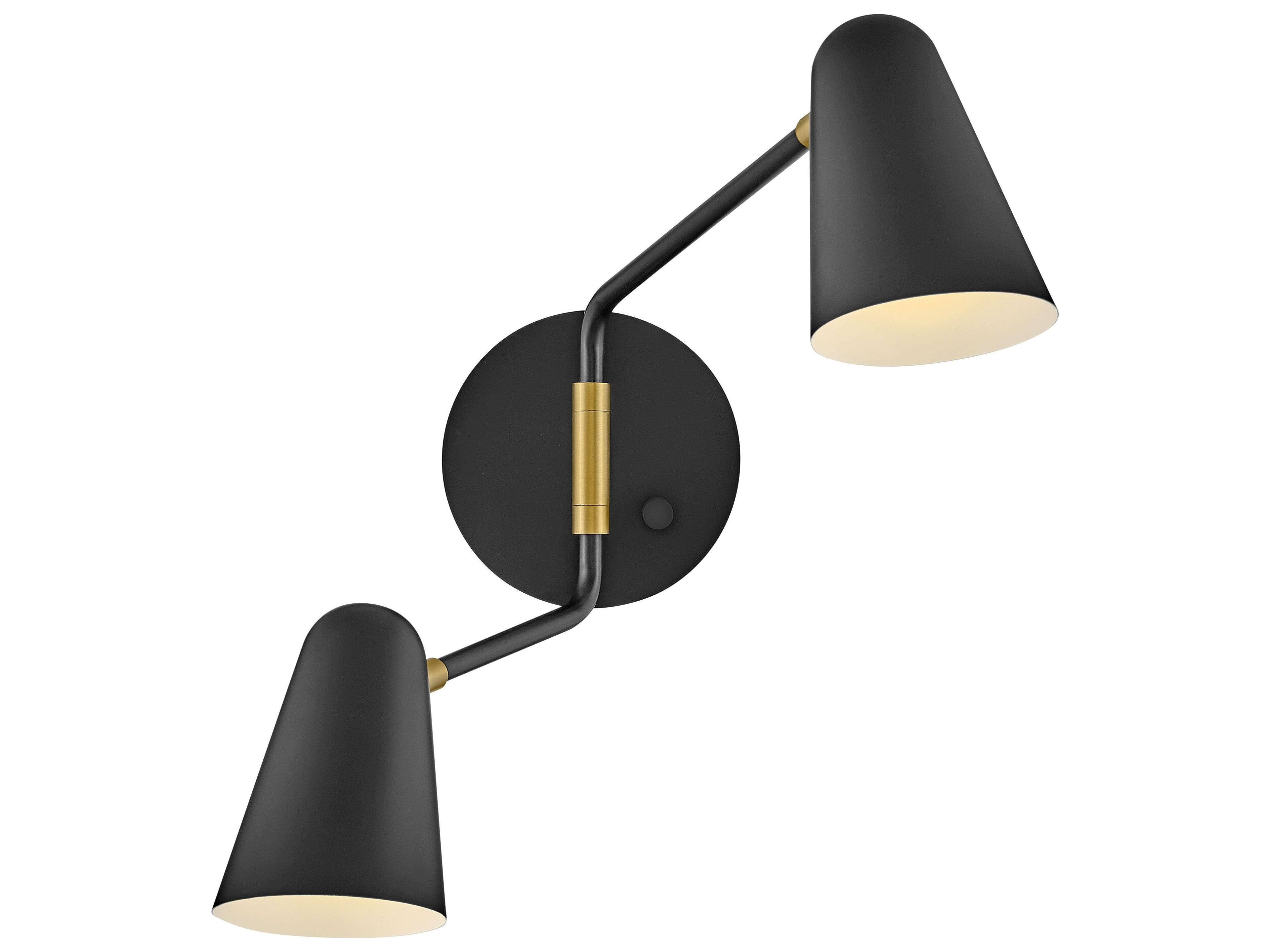 Birdie 2-Light Black Lacquered Brass Swing Wall Sconce